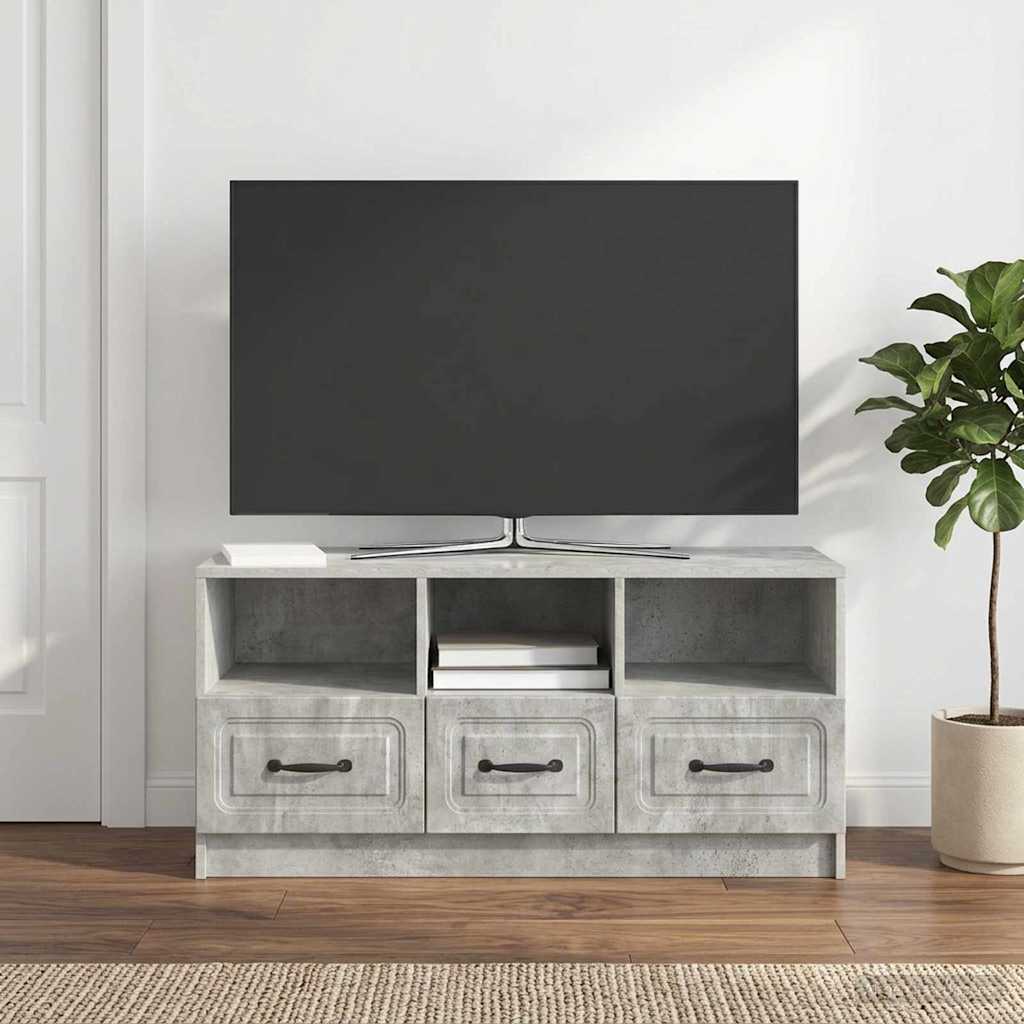 TV-kast met lade Betongrijs 102 x 34,5 x 47 cm Bewerkt hout