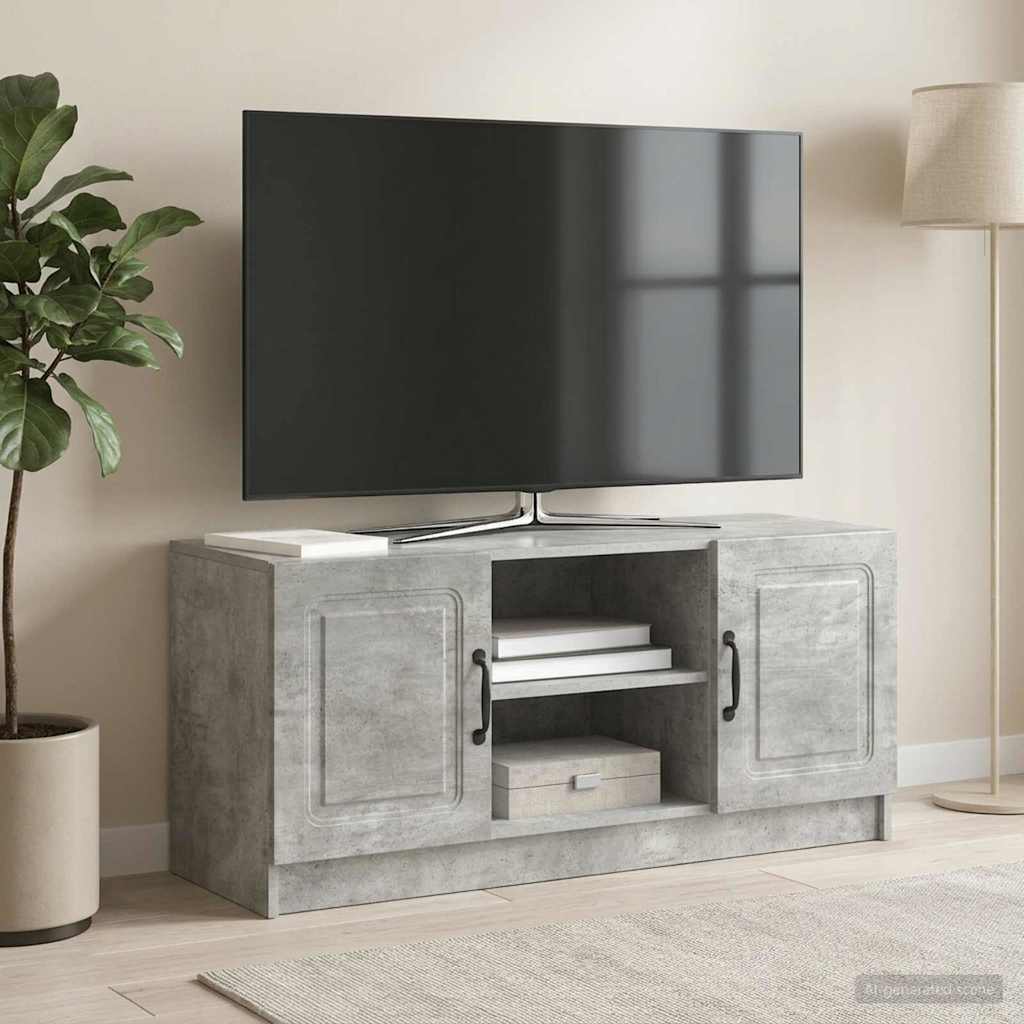 TV-kast Betongrijs 102 x 34,5 x 47 cm Bewerkt hout