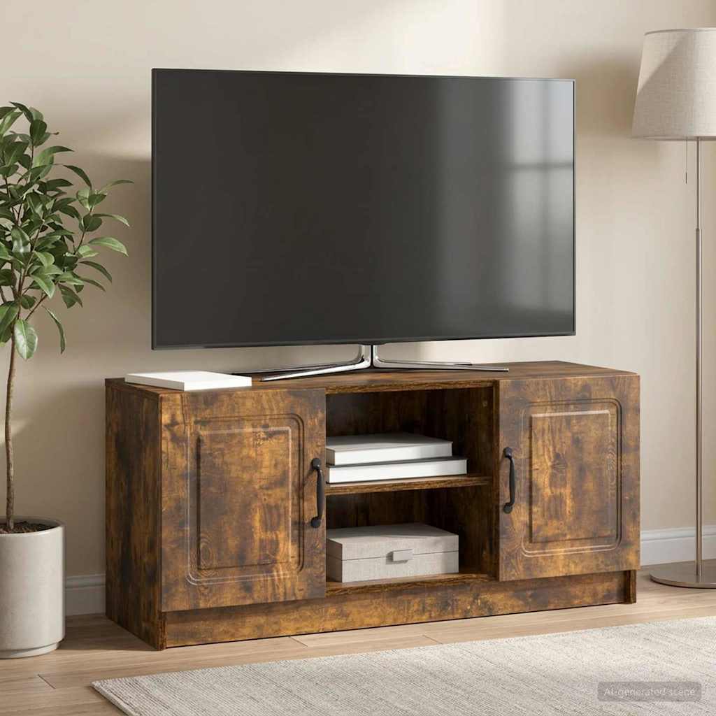 TV-kast Gerookt eiken 102 x 34,5 x 47 cm Bewerkt hout