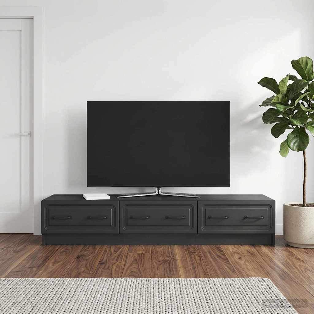 TV-kast met lade Zwart 147 x 34,5 x 27 cm Bewerkt hout
