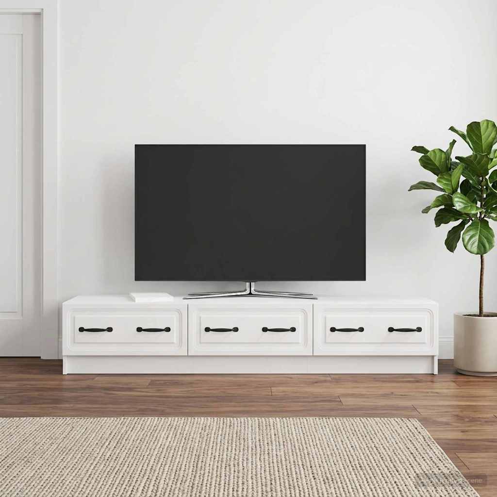 TV-kast met lade Hoogglans Wit 147 x 34,5 x 27 cm Bewerkt hout – afbeelding 1