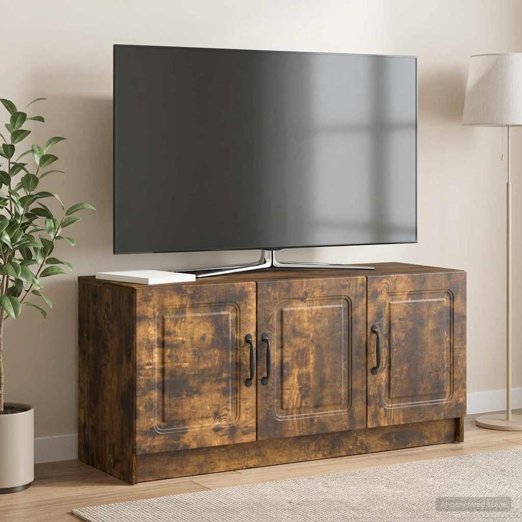 TV-kast Gerookt eiken 99 x 34,5 x 47 cm Bewerkt hout – afbeelding 1