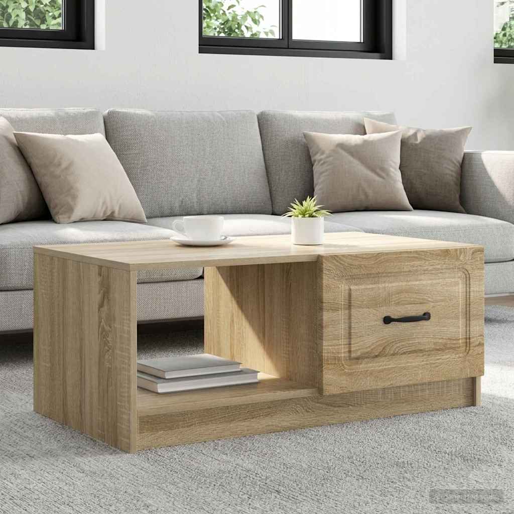 Salontafel Sonoma Eiken 90 x 50 x 37 cm Bewerkt hout – afbeelding 1