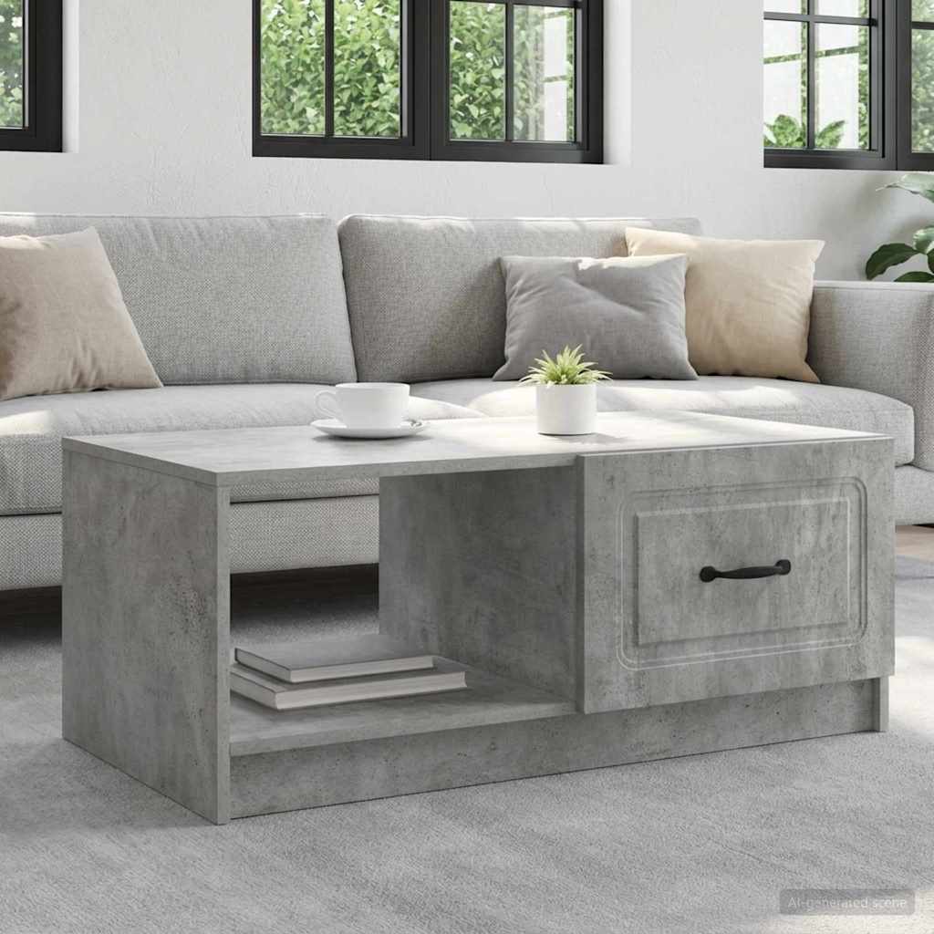 Salontafel Betongrijs 90 x 50 x 37 cm Bewerkt hout