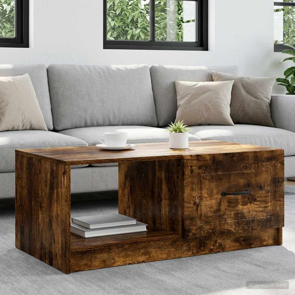 Salontafel Gerookt eiken 90 x 50 x 37 cm Bewerkt hout – afbeelding 1