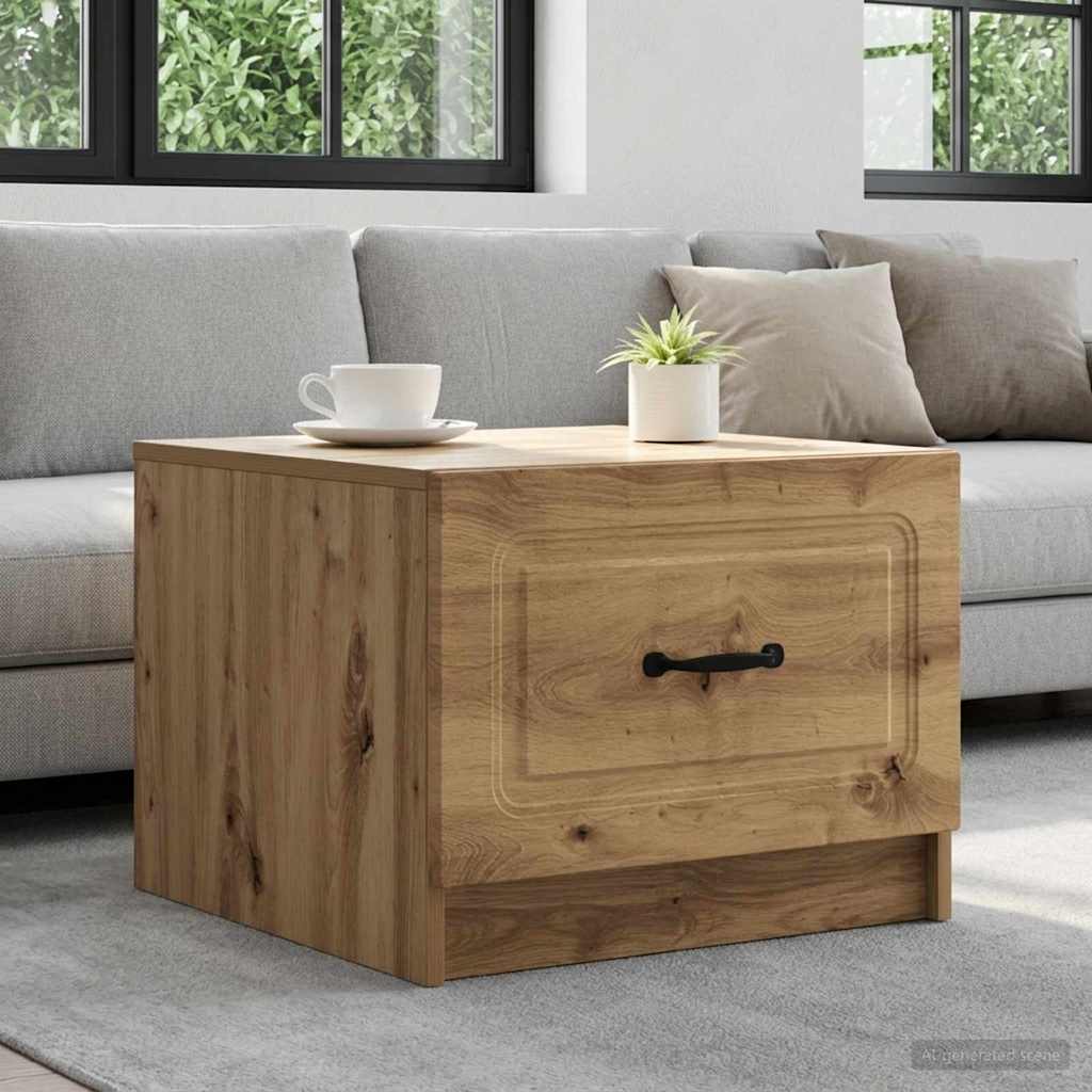 Salontafel Artisanaal eiken 49 x 50 x 37 cm Bewerkt hout – afbeelding 1