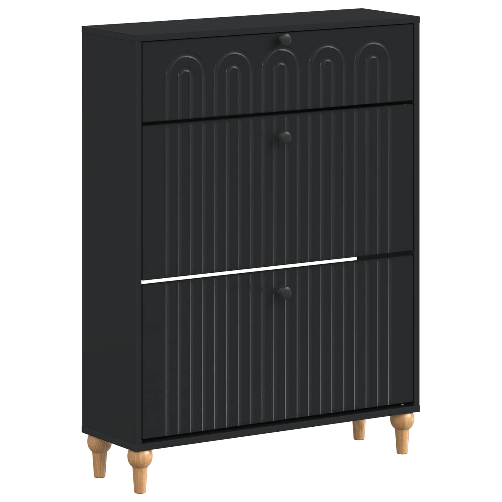 Schoenenkast ALKMAAR 78 x 24 x 103 cm Bewerkt hout Zwart