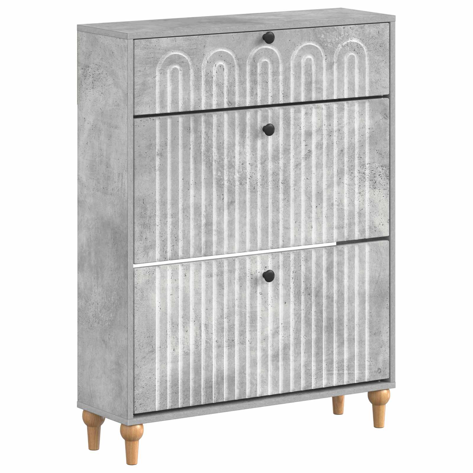 Schoenenkast ALKMAAR 78 x 24 x 103 cm Bewerkt hout Betongrijs