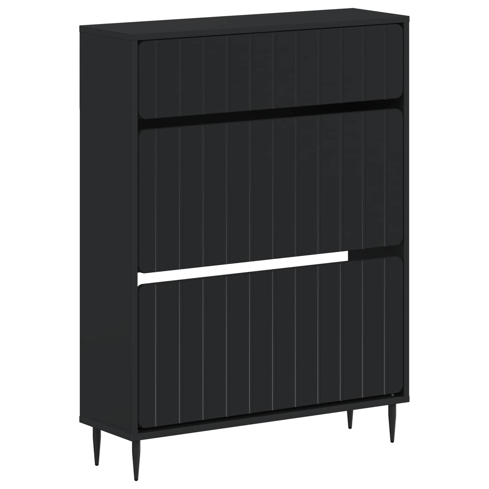 Schoenenkast ZWOLLE 78 x 24 x 103 cm Bewerkt hout Zwart