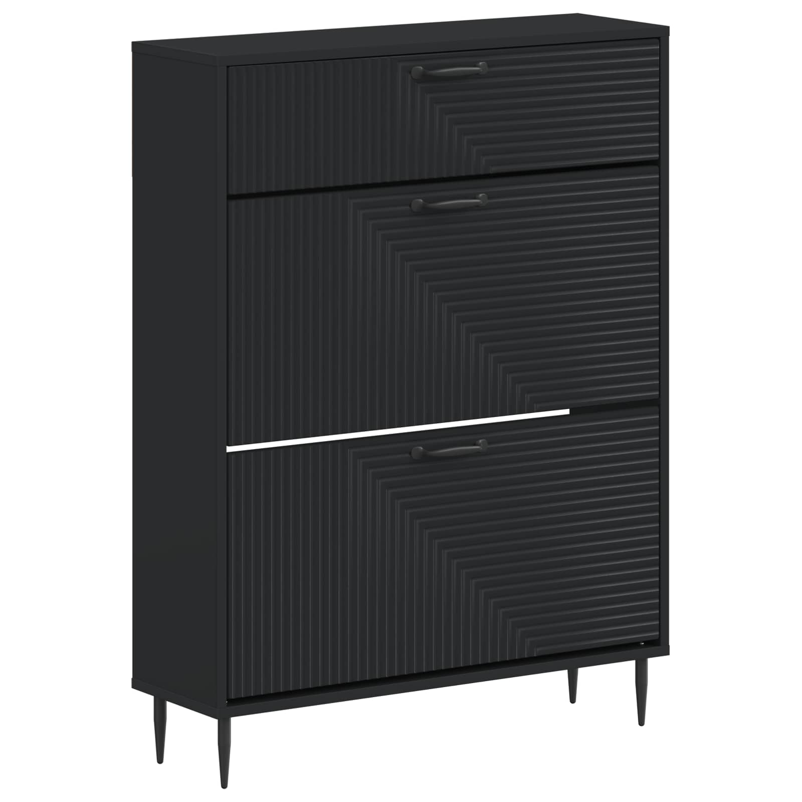 Schoenenkast HAARLEM 78 x 24 x 103 cm Bewerkt hout Zwart