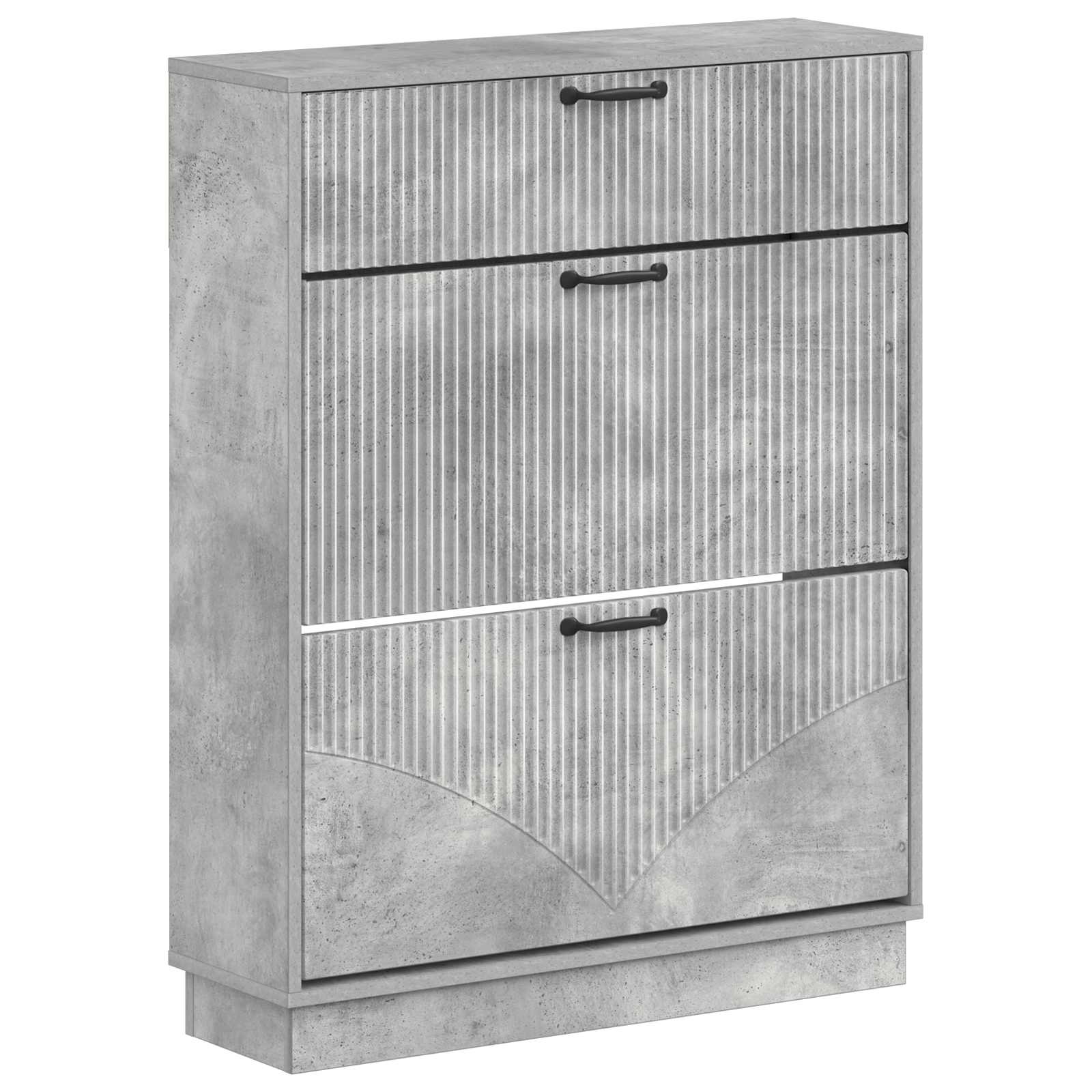 Schoenenkast HOORN 78 x 24 x 100 cm Bewerkt hout Betongrijs
