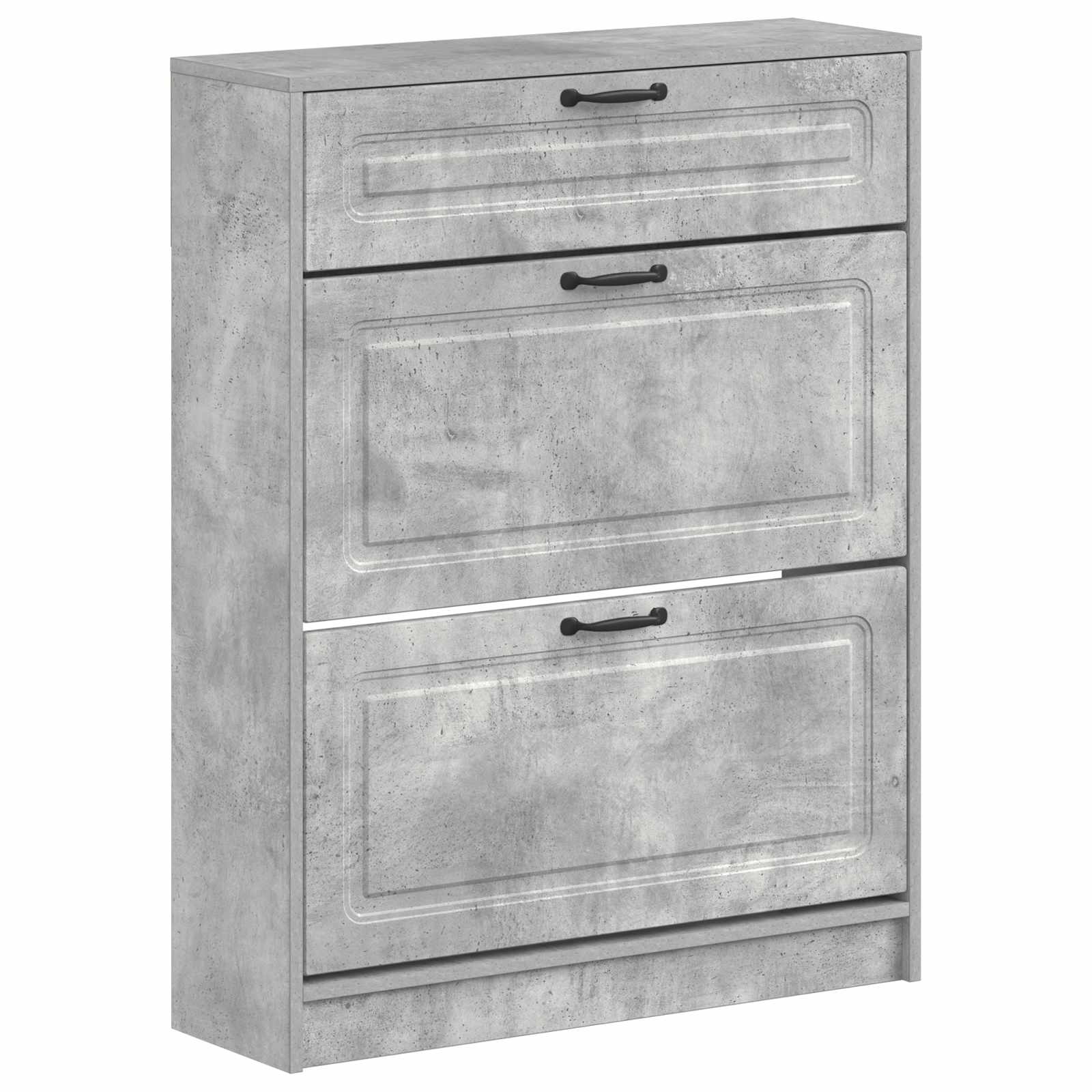 Schoenenkast UTRECHT 78 x 24 x 100 cm Bewerkt hout Betongrijs