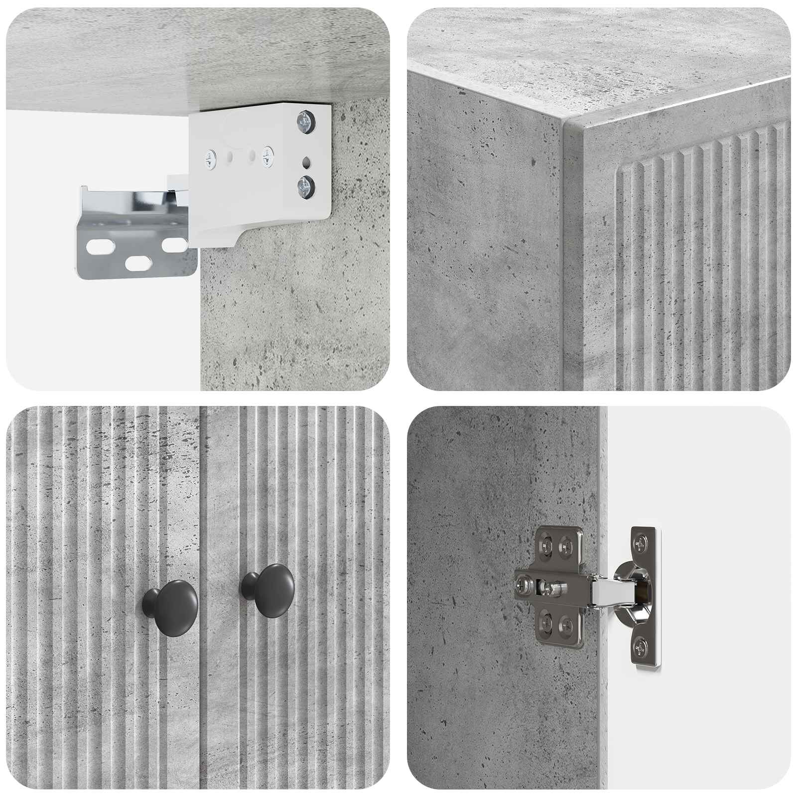 Wandkast Betongrijs 66 x 34,5 x 90 cm Bewerkt hout – afbeelding 7