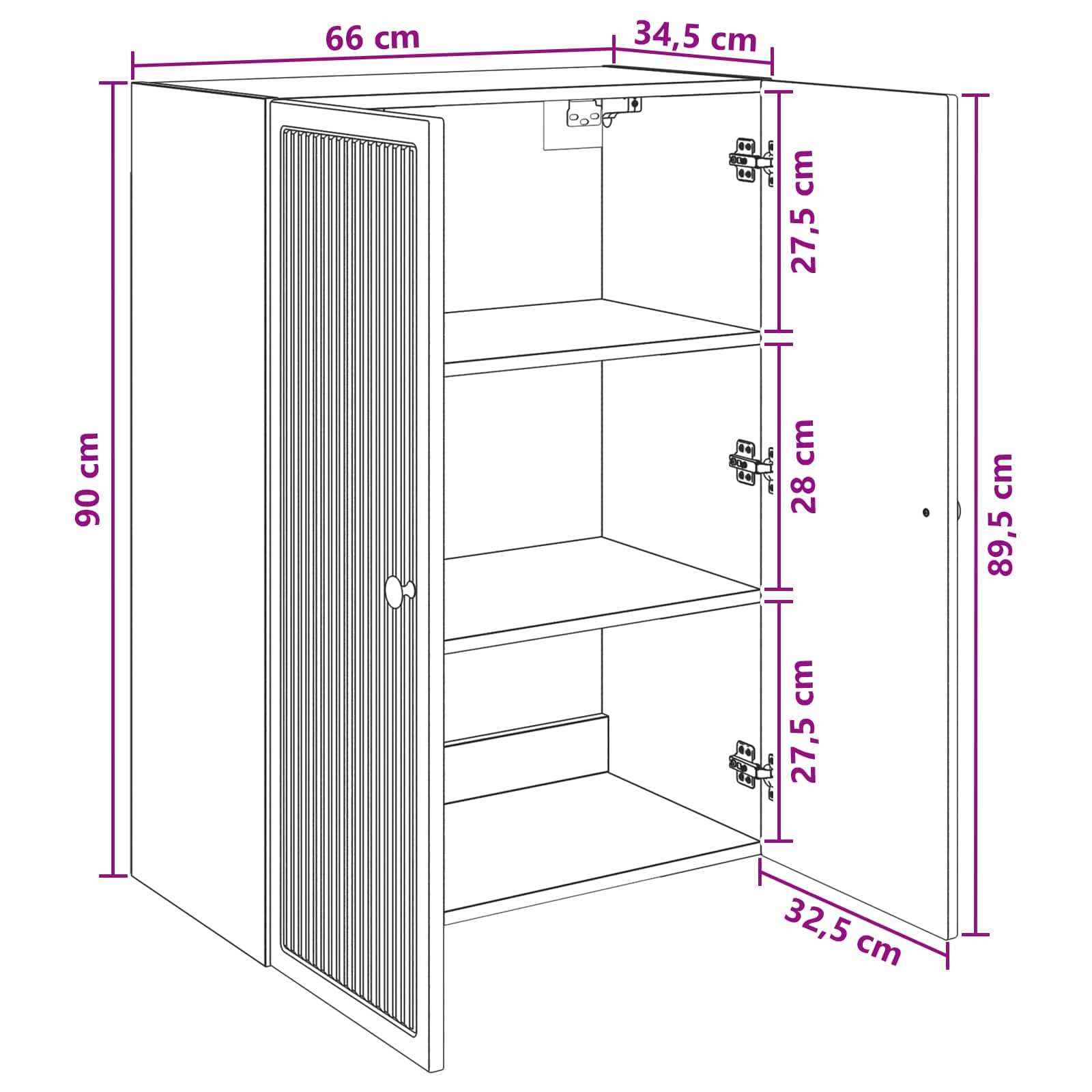 Wandkast Grijs Sonoma 66 x 34,5 x 90 cm Bewerkt hout – afbeelding 8
