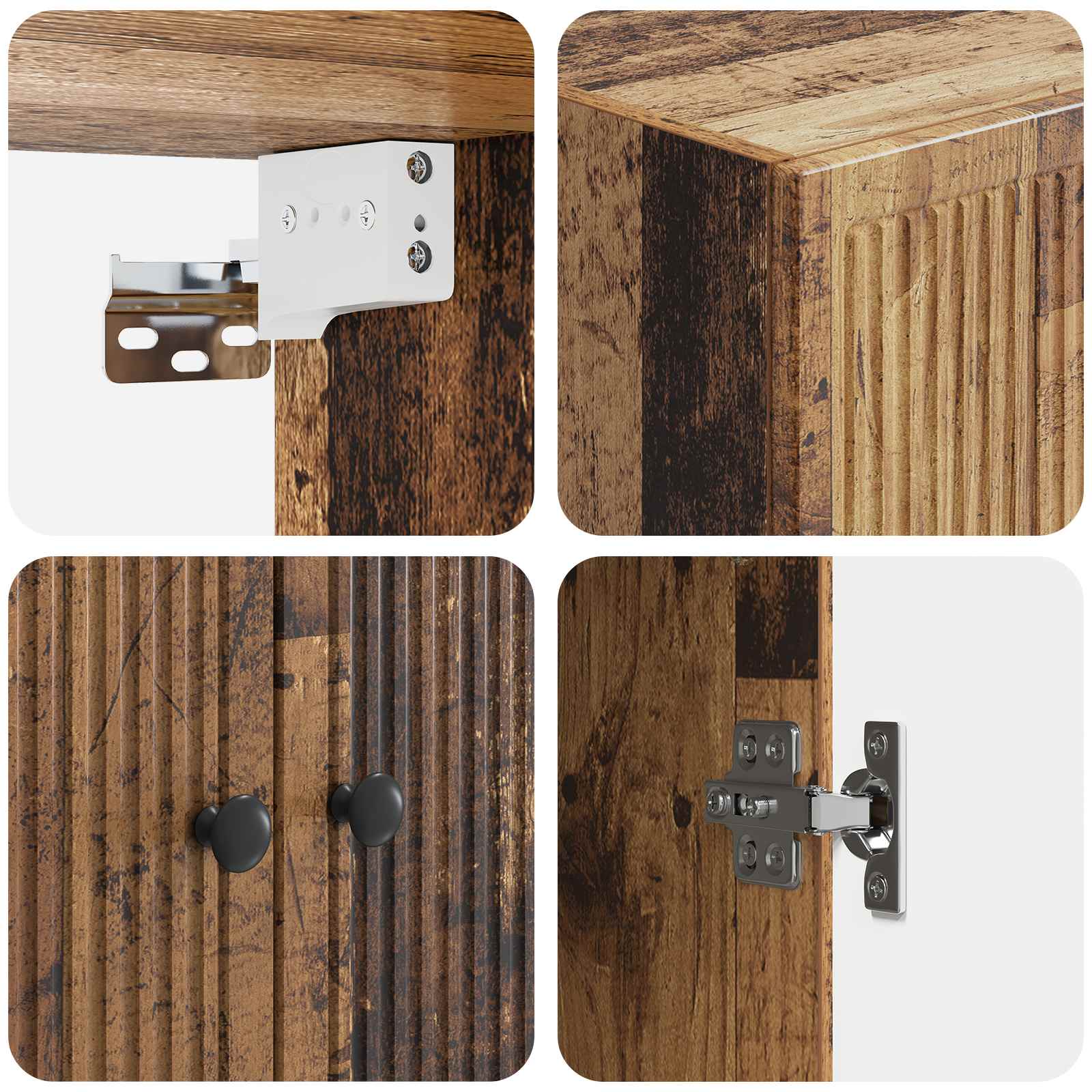Wandkast Oud hout 66 x 34,5 x 90 cm Bewerkt hout – afbeelding 7