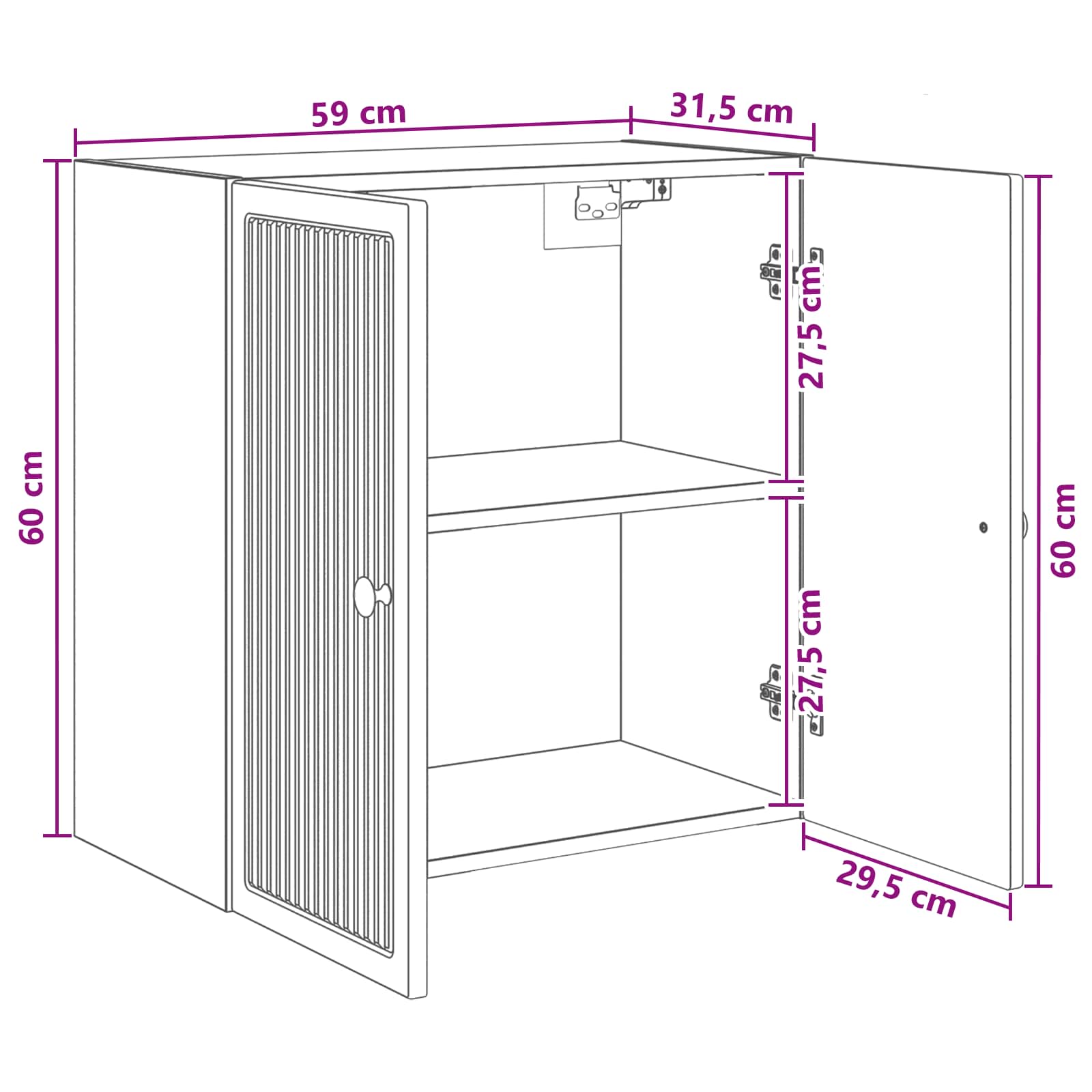 Wandkast Sonoma Eiken 59 x 31 x 60 cm Bewerkt hout – afbeelding 8