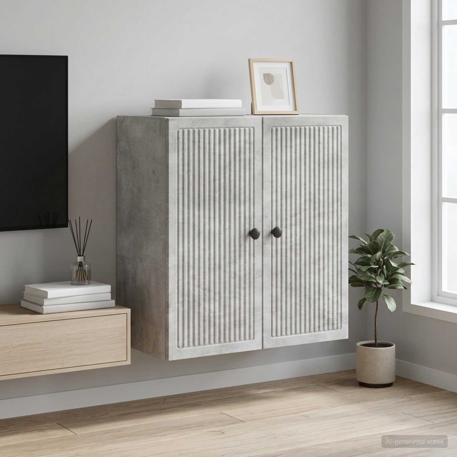 Wandkast Betongrijs 59 x 31 x 60 cm Bewerkt hout – afbeelding 1