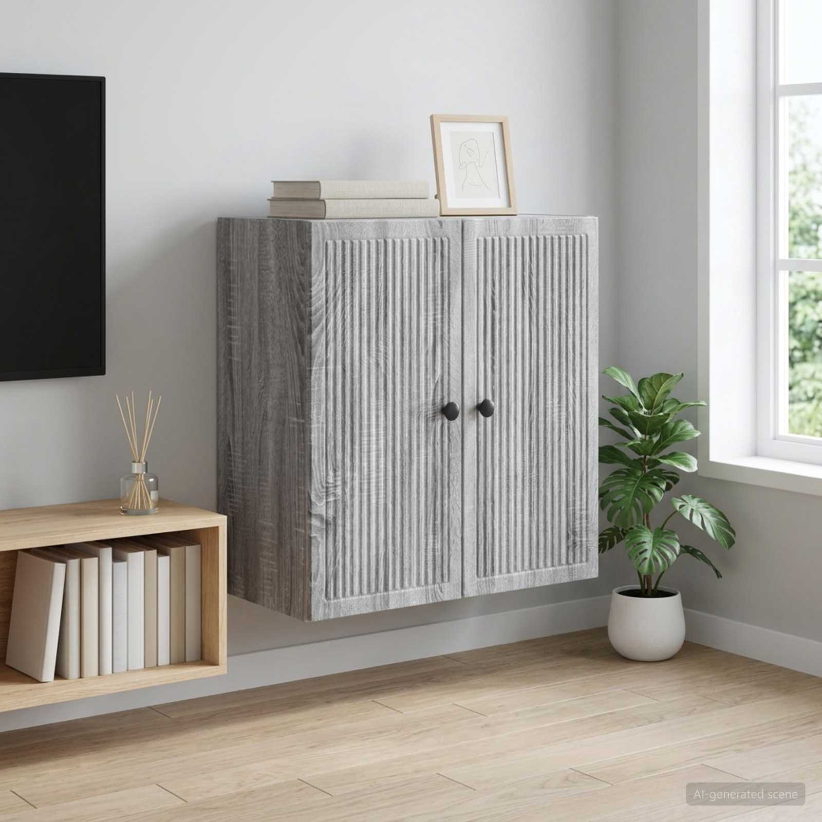 Wandkast Grijs Sonoma 59 x 31 x 60 cm Bewerkt hout – afbeelding 1