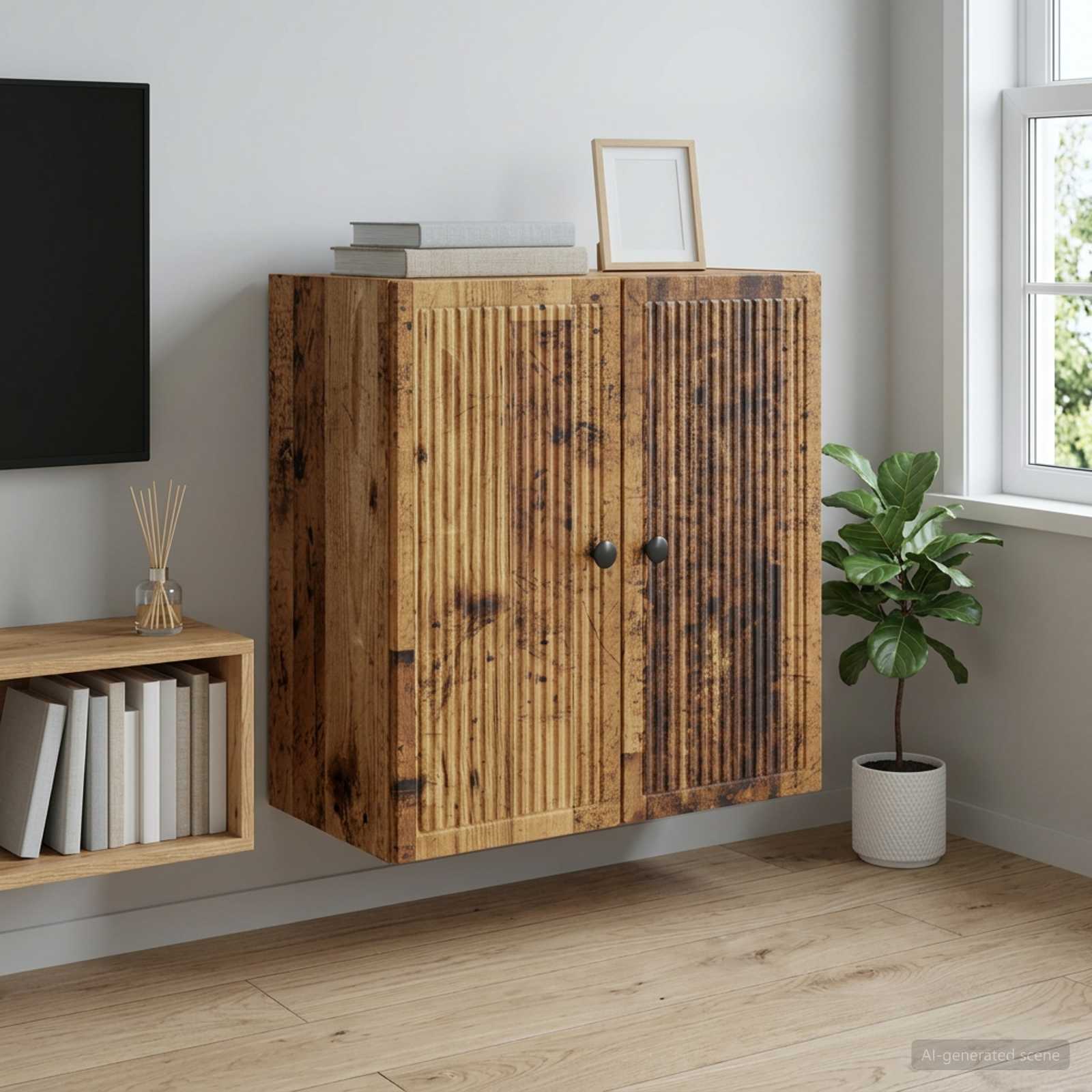 Wandkast Oud hout 59 x 31 x 60 cm Bewerkt hout