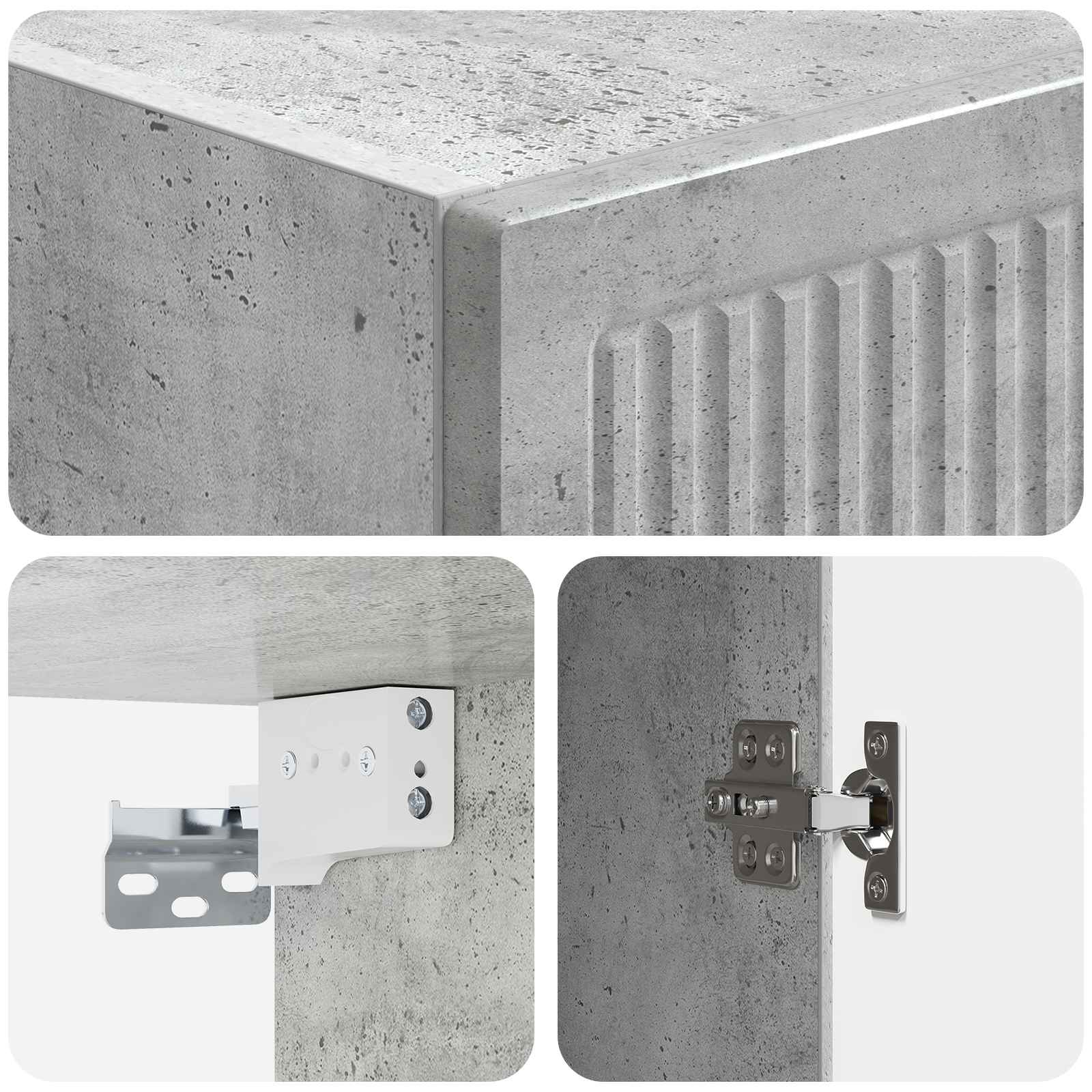 Wandkast Betongrijs 33 x 34,5 x 90 cm Bewerkt hout – afbeelding 7