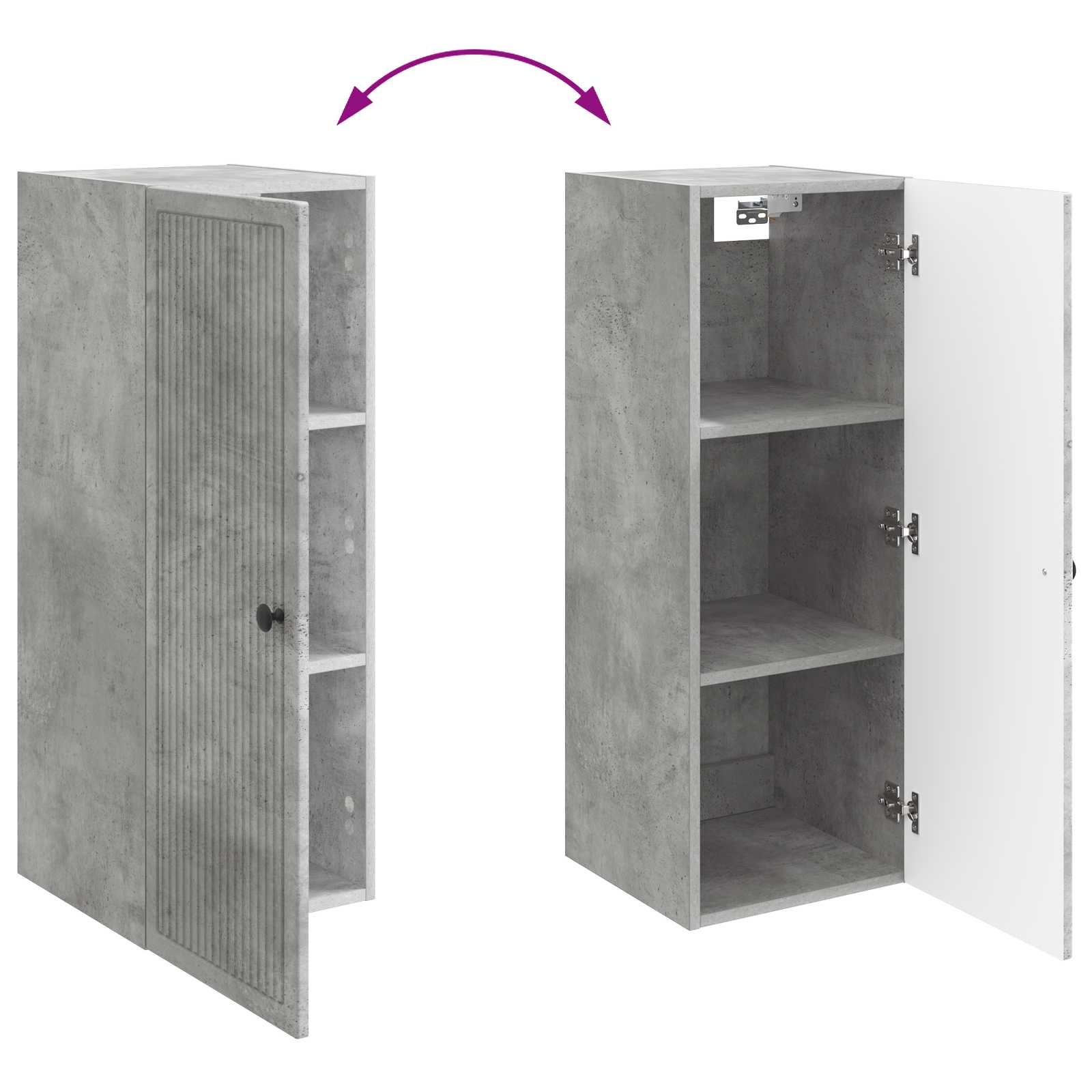 Wandkast Betongrijs 33 x 34,5 x 90 cm Bewerkt hout – afbeelding 8