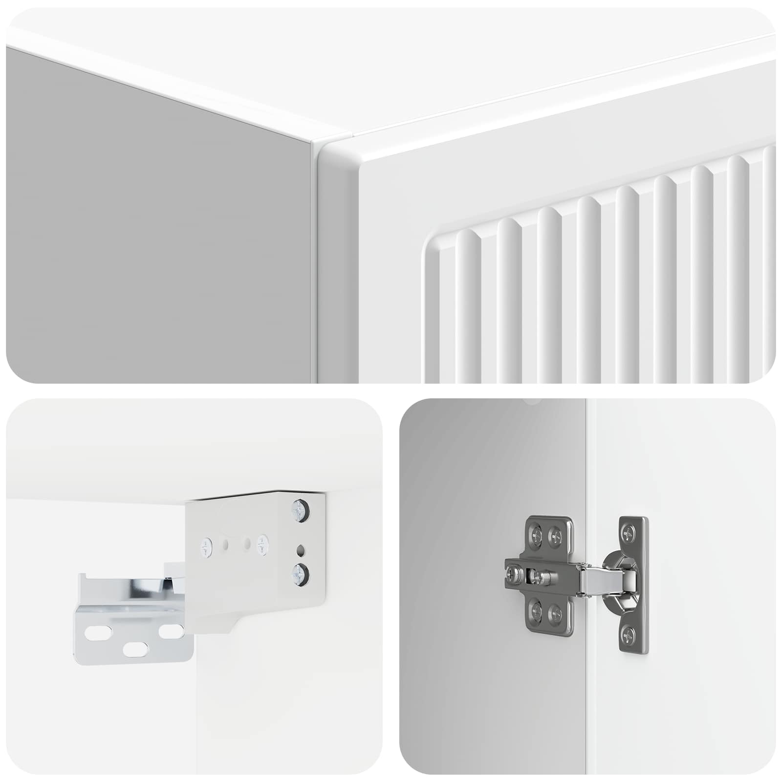 Wandkast Hoogglans Wit 33 x 34,5 x 90 cm Bewerkt hout – afbeelding 7