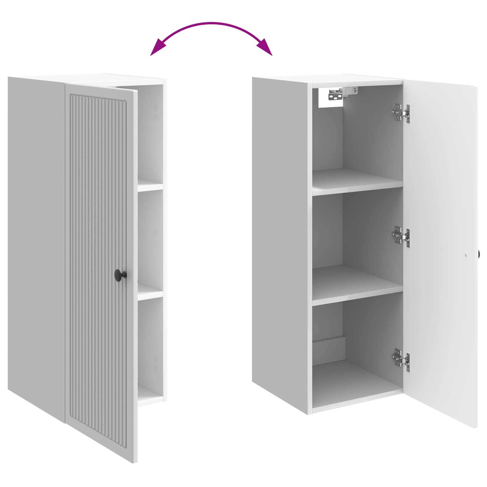 Wandkast Hoogglans Wit 33 x 34,5 x 90 cm Bewerkt hout – afbeelding 8