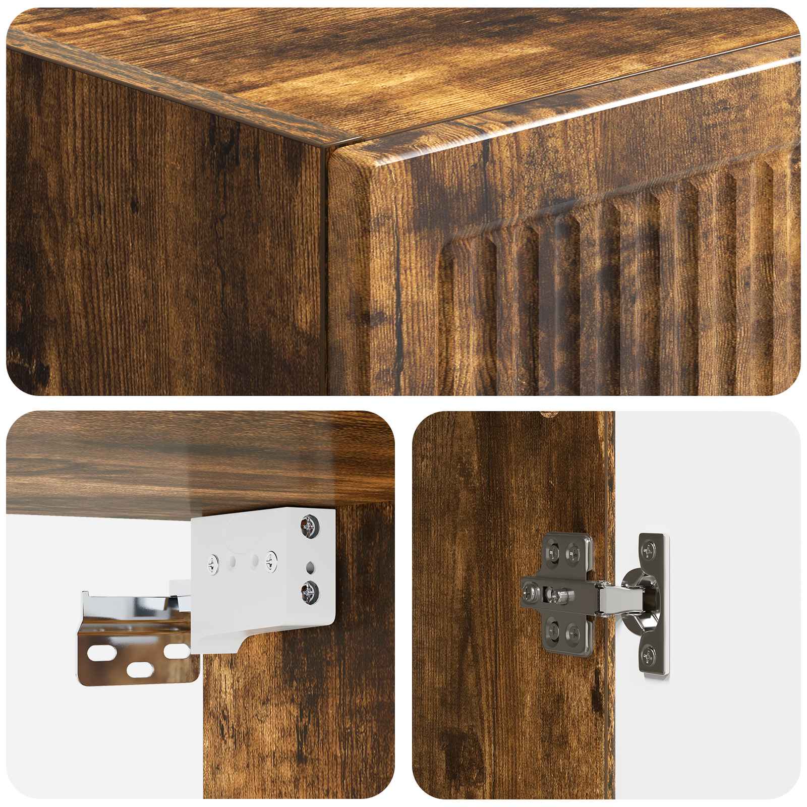 Wandkast Gerookt eiken 33 x 34,5 x 90 cm Bewerkt hout – afbeelding 7