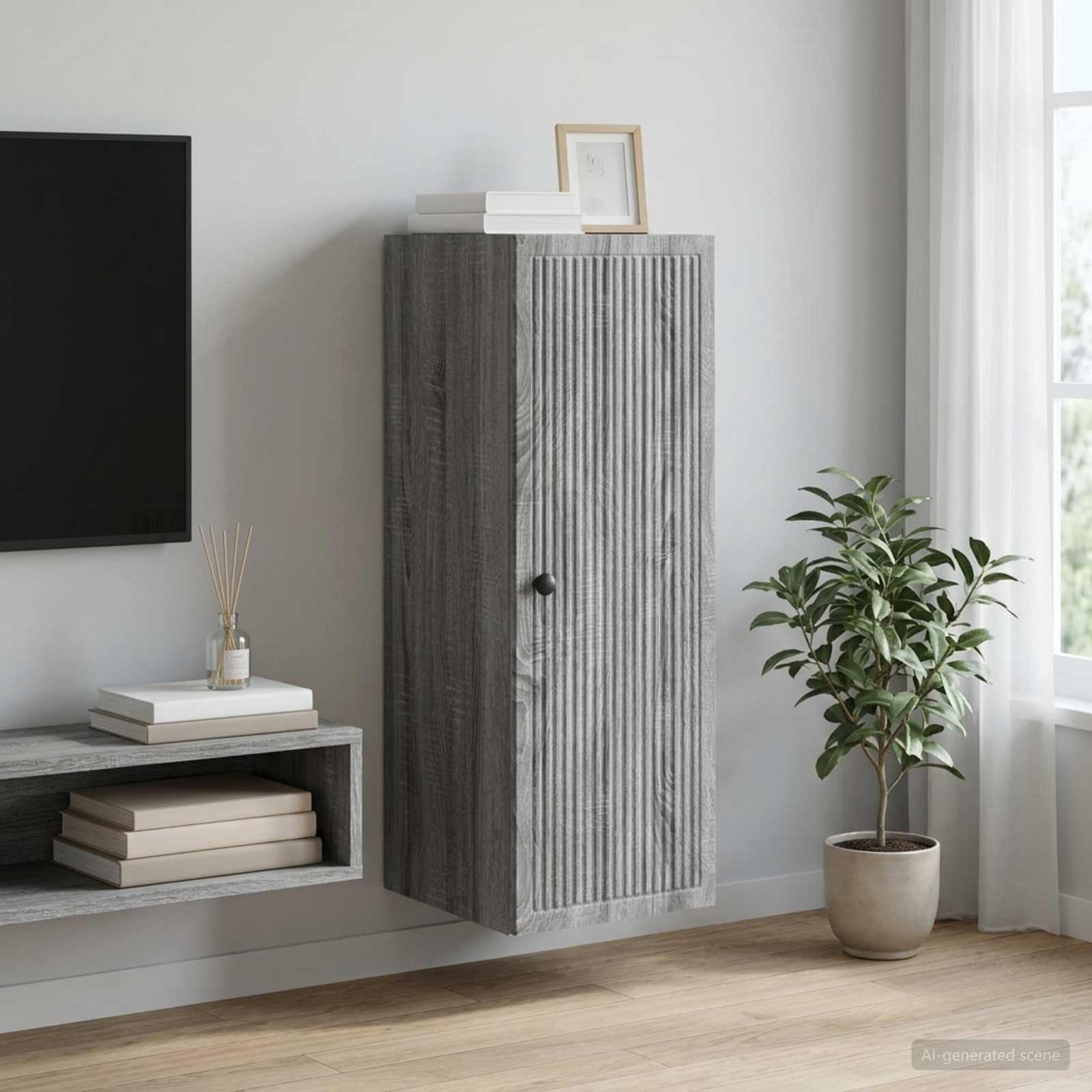 Wandkast Grijs Sonoma 33 x 34,5 x 90 cm Bewerkt hout – afbeelding 1