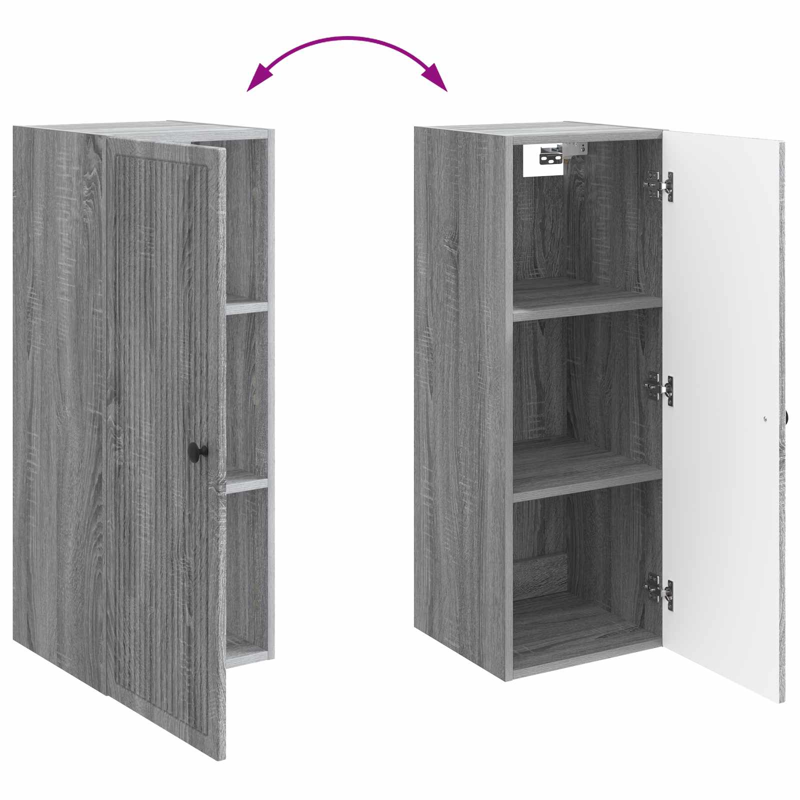 Wandkast Grijs Sonoma 33 x 34,5 x 90 cm Bewerkt hout – afbeelding 8