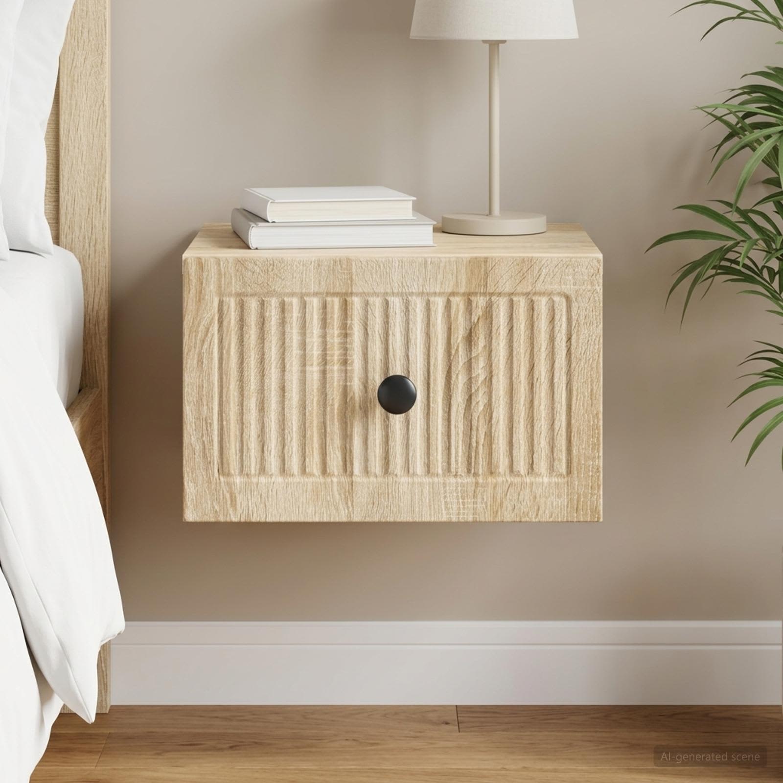 Wandbeugel Bedkast Sonoma Eiken 33 x 34,5 x 20 cm Bewerkt hout
