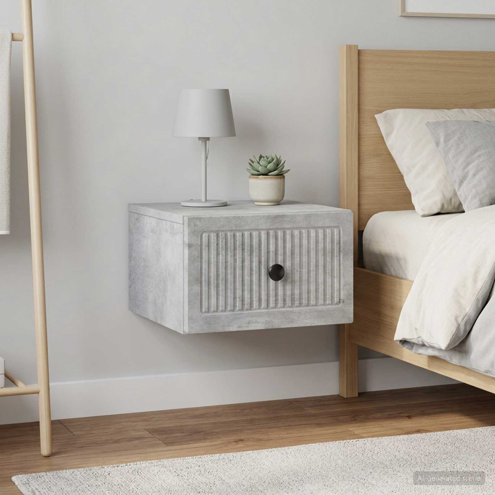 Wandbeugel Bedkast met lade 2 pcs Betongrijs 33 x 34,5 x 20 cm