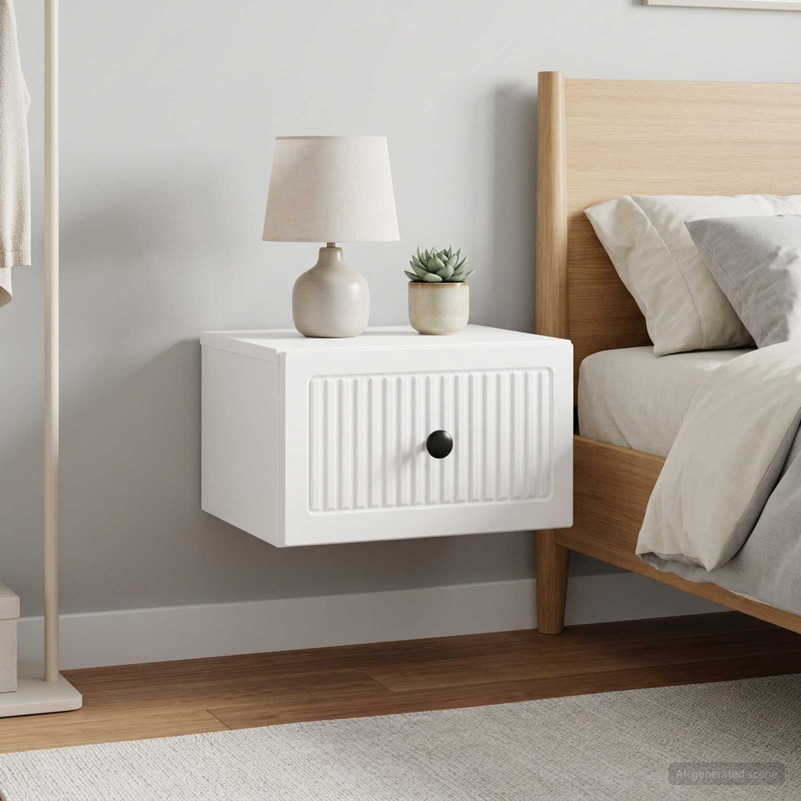 Wandbeugel Bedkast 2 pcs Hoogglans Wit 33 x 34,5 x 20 cm