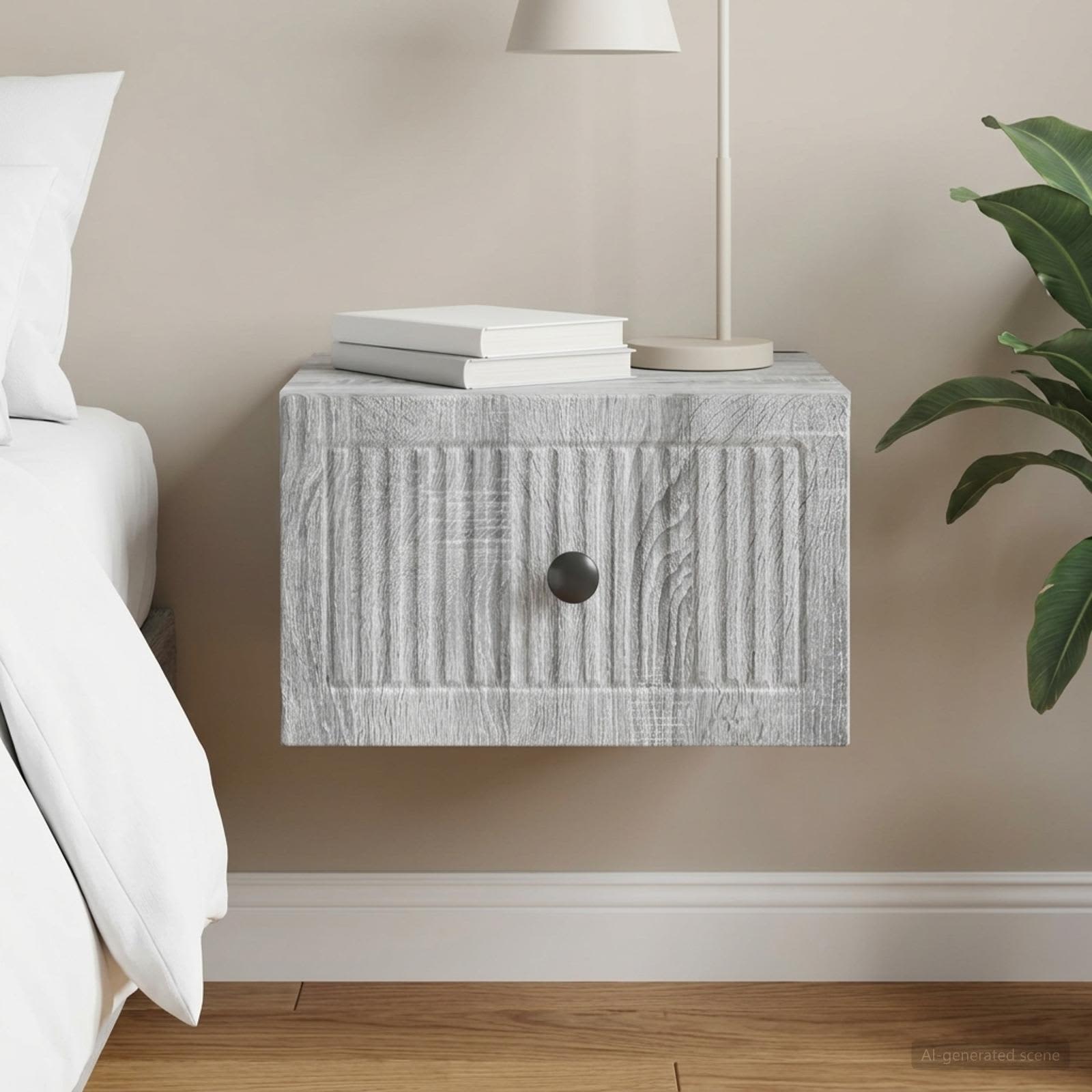 Wandbeugel Bedkast Grijs sonoma 33 x 34,5 x 20 cm Bewerkt hout