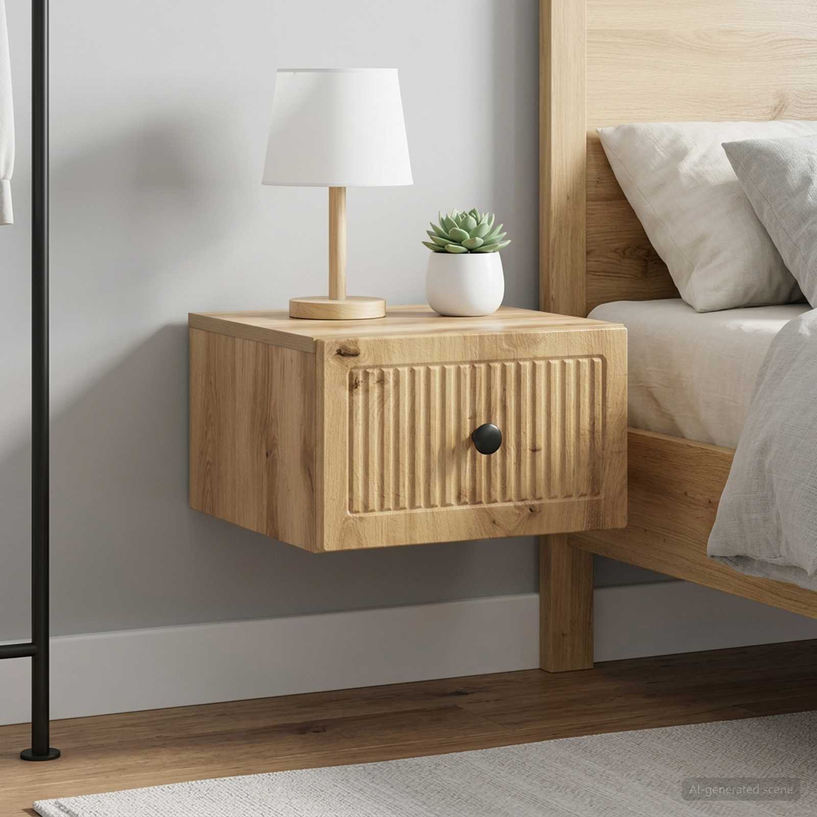 Wandbeugel Bedkast 2 pcs Artisanaal eiken 33 x 34,5 x 20 cm