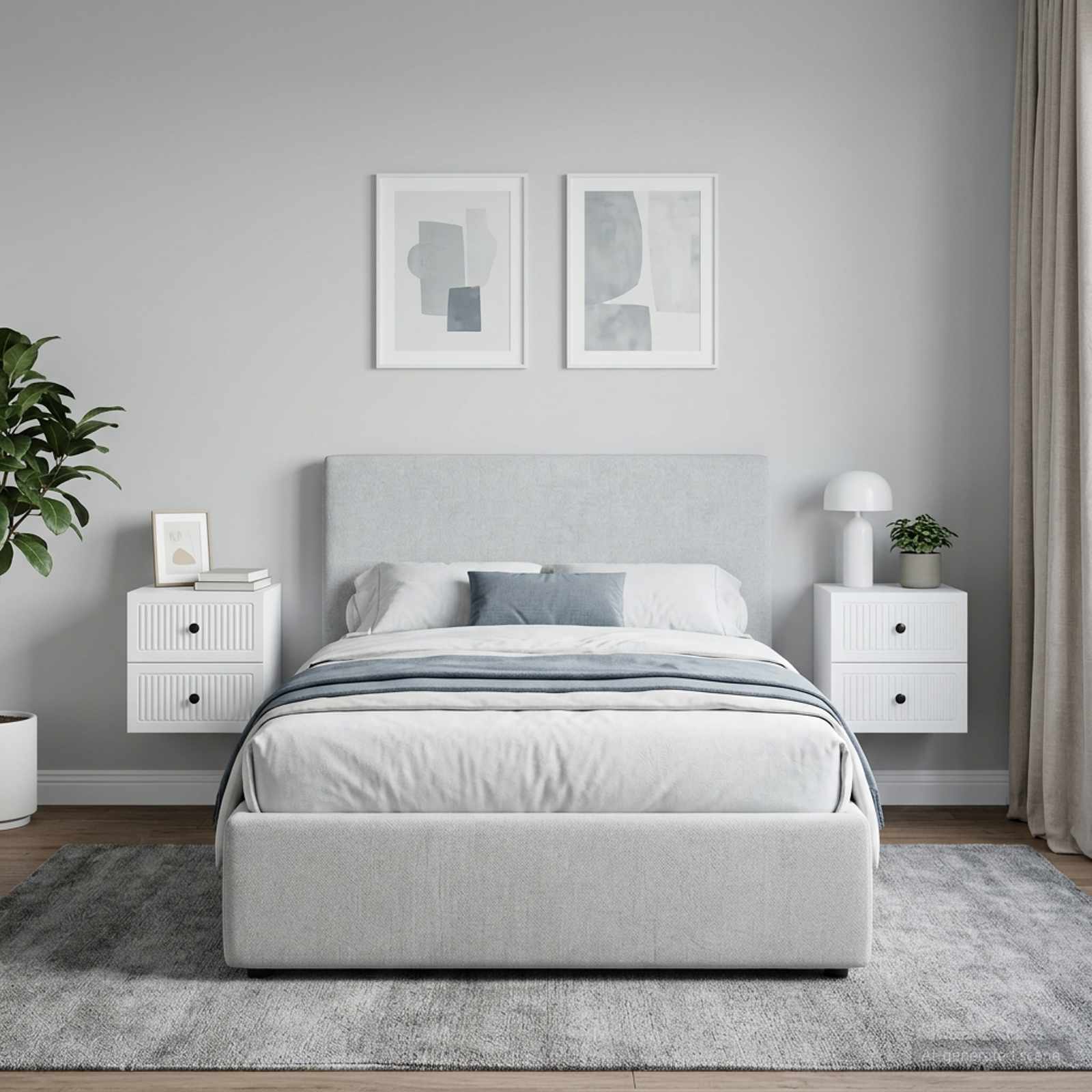 Wandbeugel Bedkast 2 pcs Wit 33 x 34,5 x 40 cm Bewerkt hout
