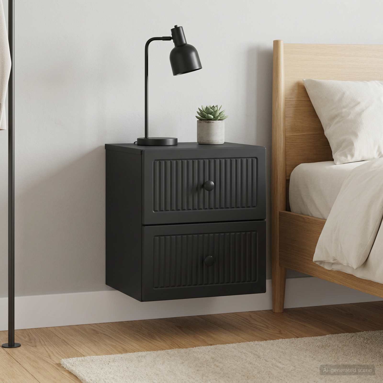Wandbeugel Bedkast 2 pcs Zwart 33 x 34,5 x 40 cm Bewerkt hout