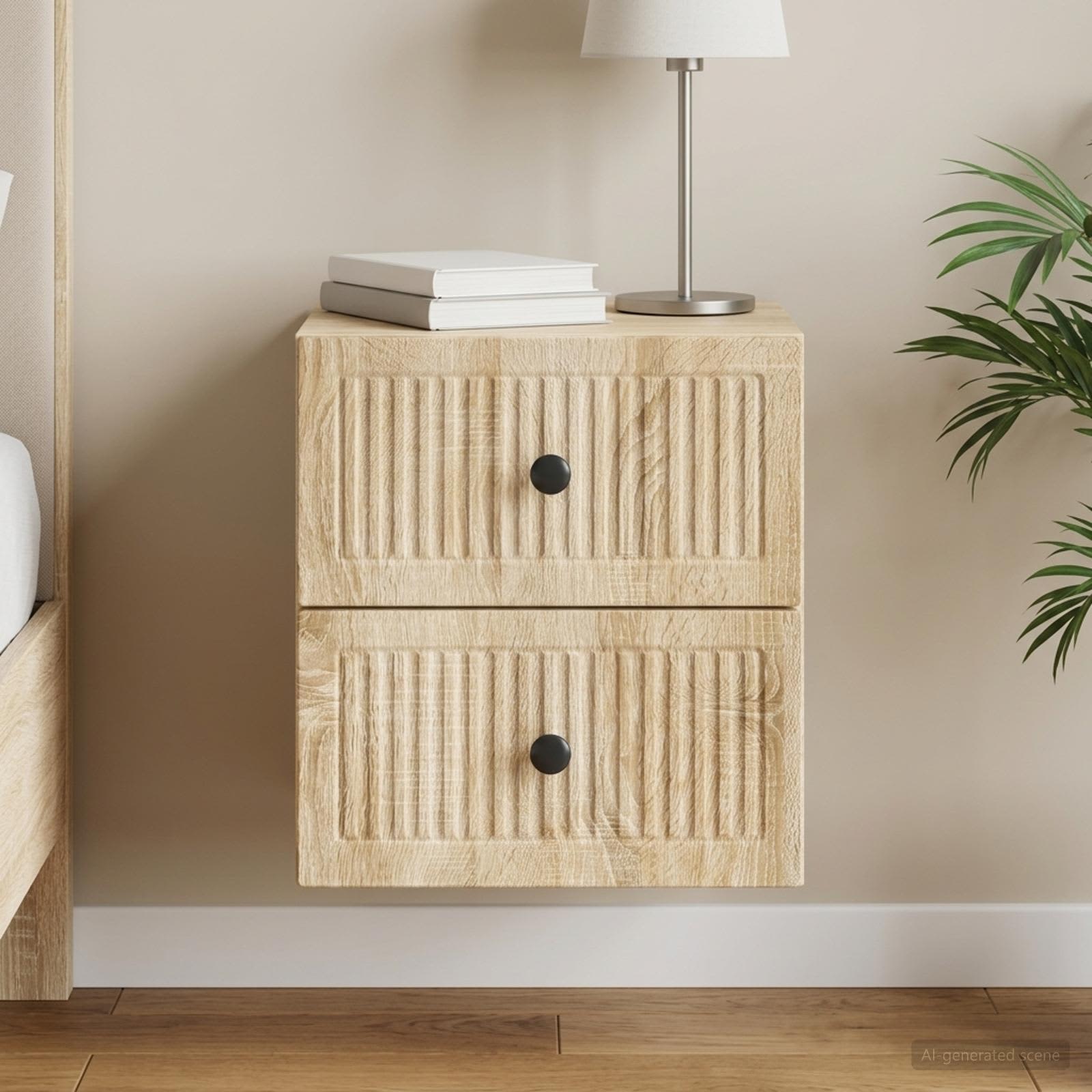 Wandbeugel Bedkast Sonoma Eiken 33 x 34,5 x 40 cm Bewerkt hout