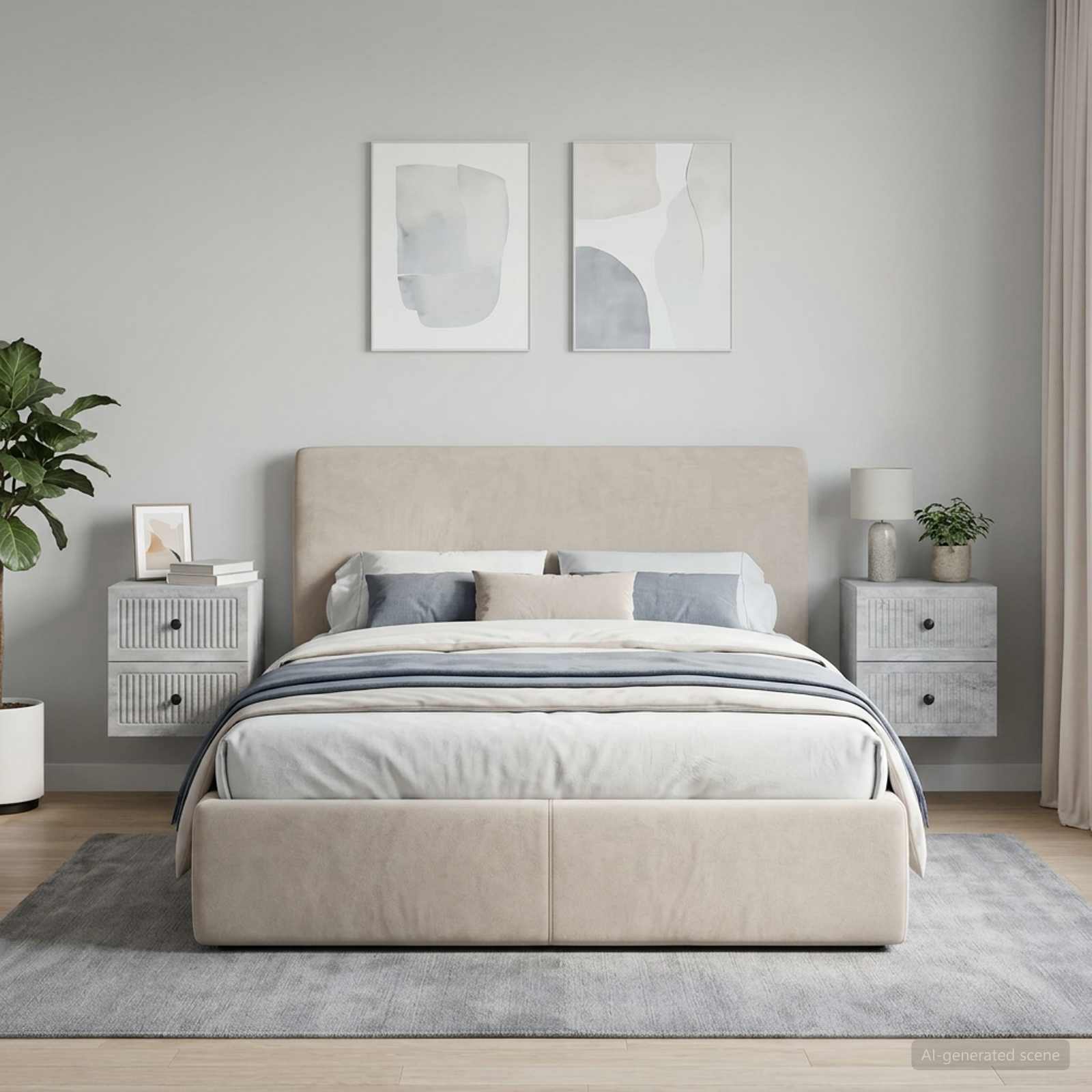 Wandbeugel Bedkast met lade 2 pcs Betongrijs 33 x 34,5 x 40 cm