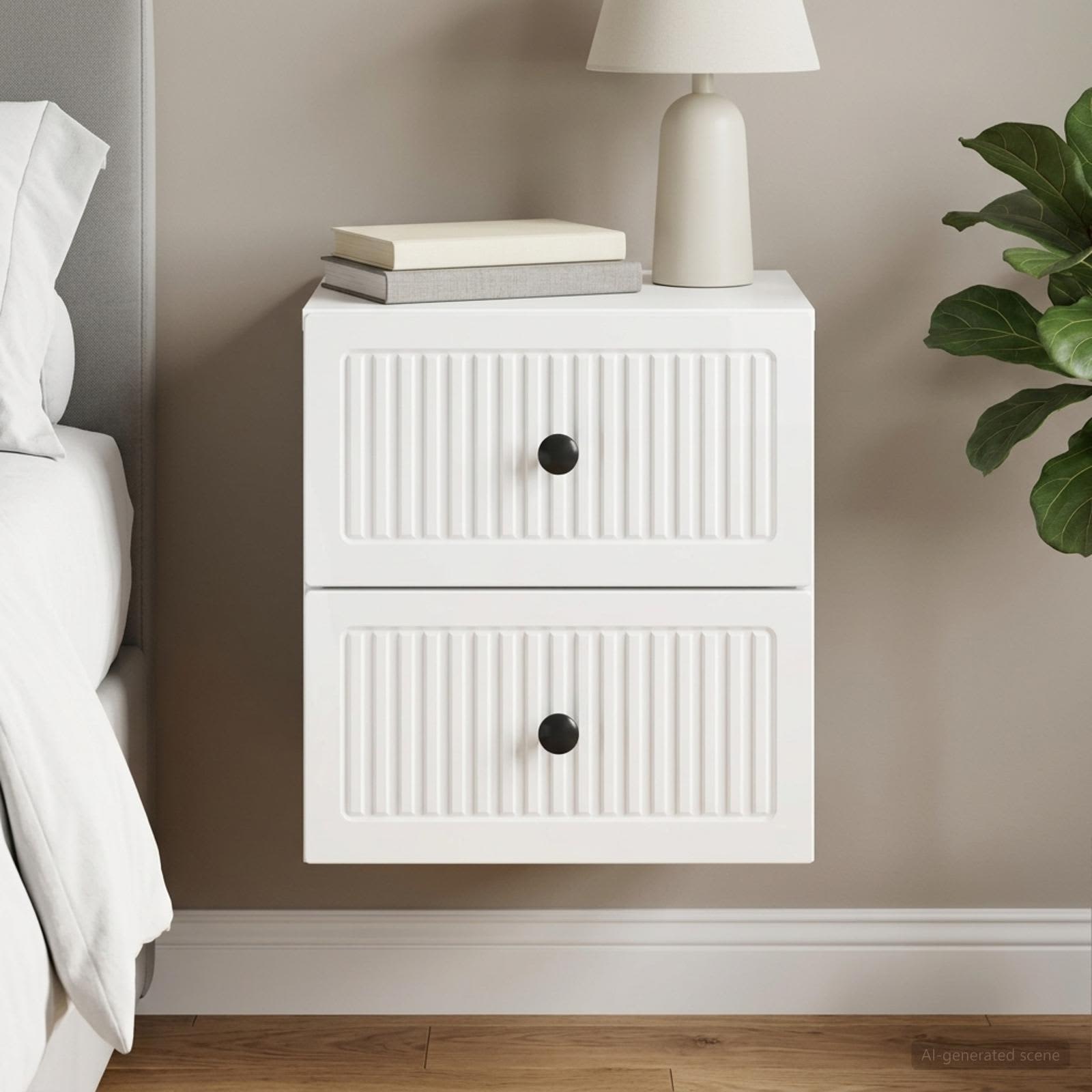 Wandbeugel Bedkast Hoogglans Wit 33 x 34,5 x 40 cm Bewerkt hout