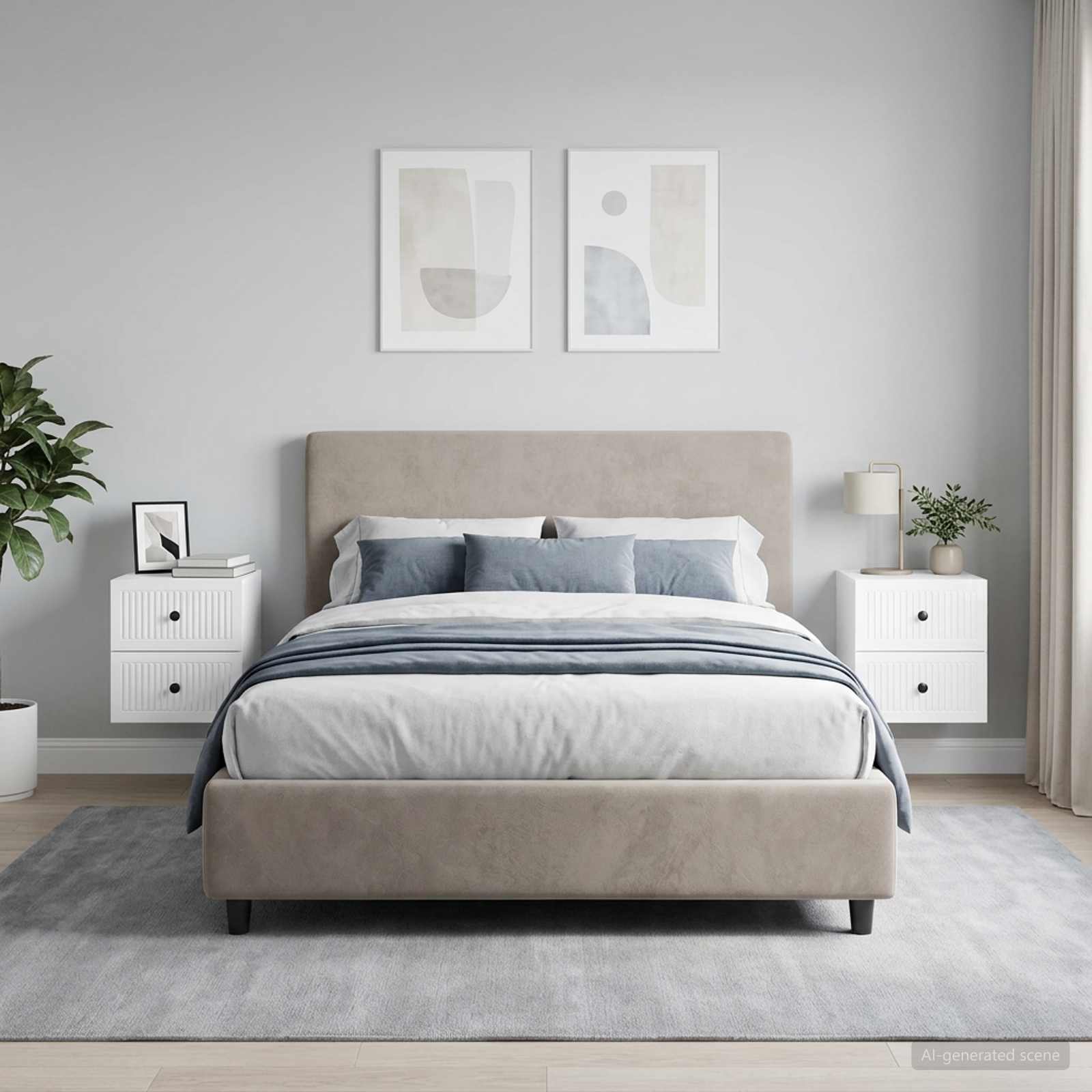 Wandbeugel Bedkast 2 pcs Hoogglans Wit 33 x 34,5 x 40 cm