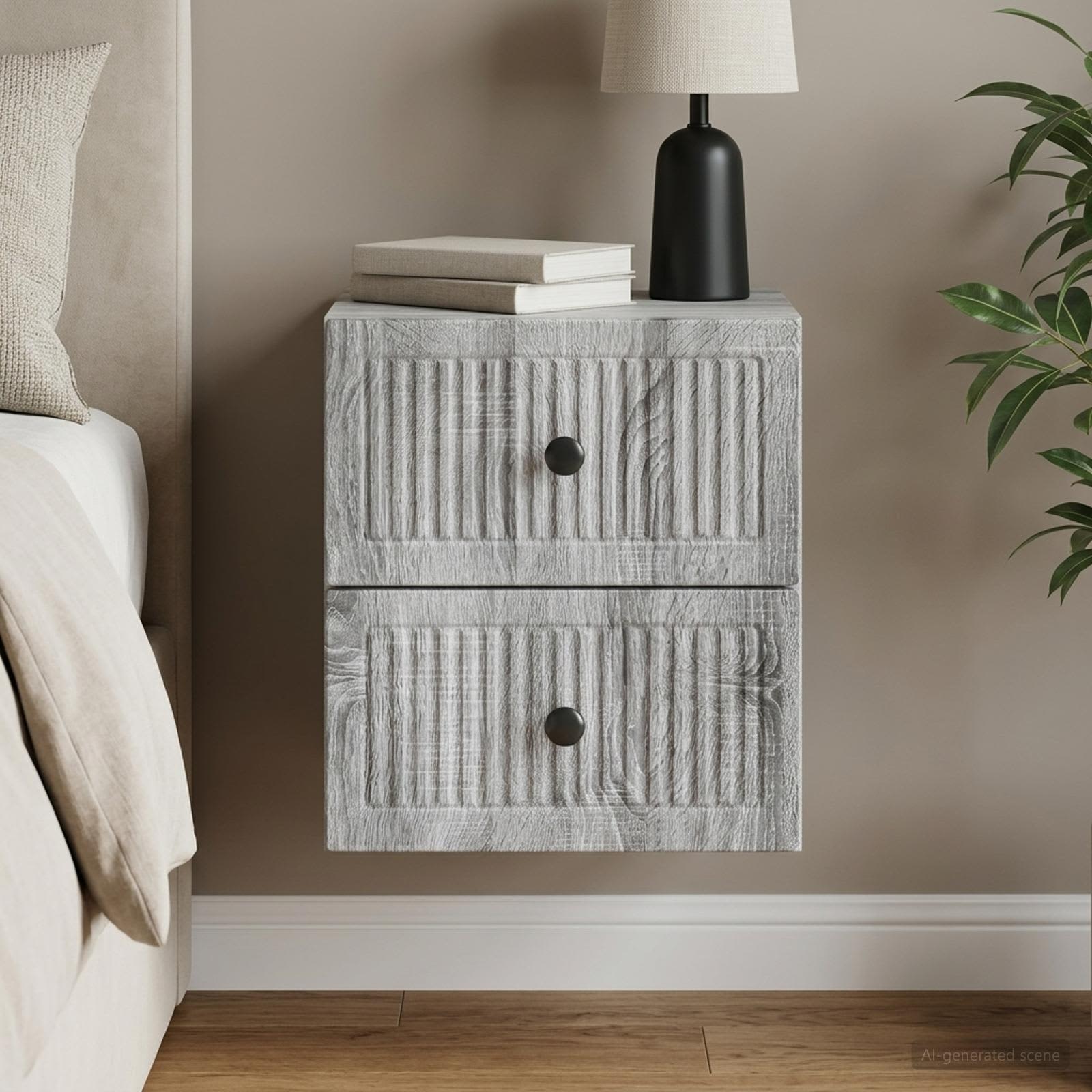 Wandbeugel Bedkast Grijs sonoma 33 x 34,5 x 40 cm Bewerkt hout