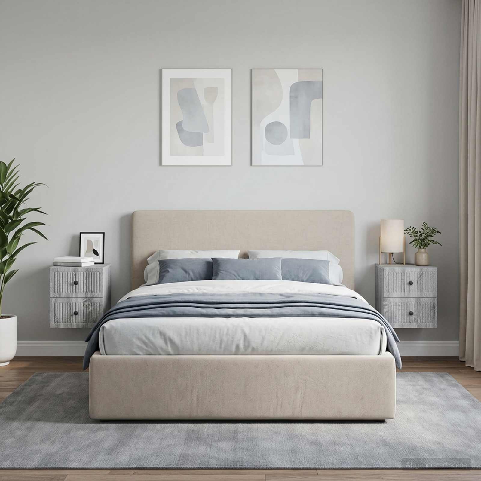 Wandbeugel Bedkast 2 pcs Grijs sonoma 33 x 34,5 x 40 cm
