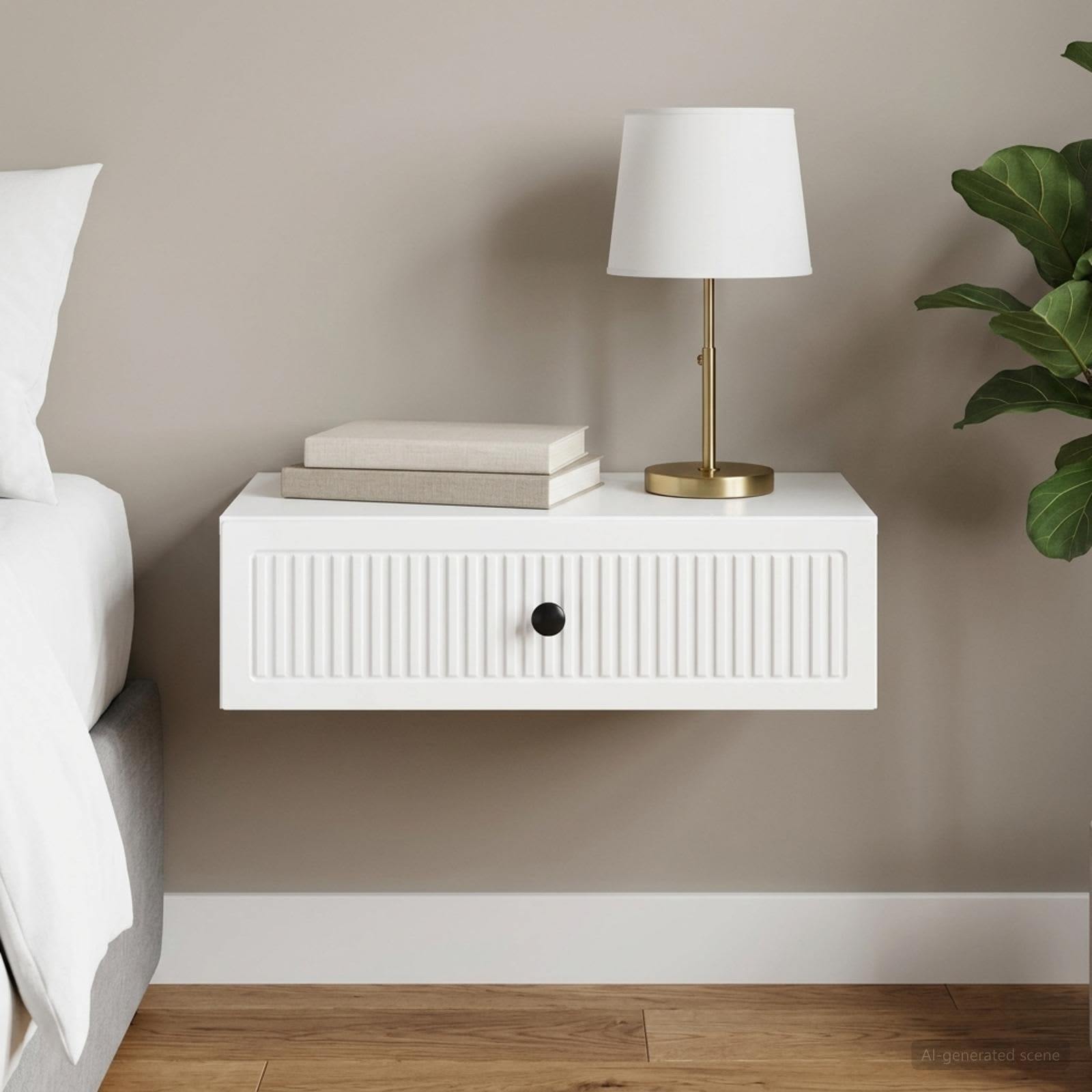 Wandmontage Zijtafel Hoogglans Wit 59 x 34,5 x 17 cm