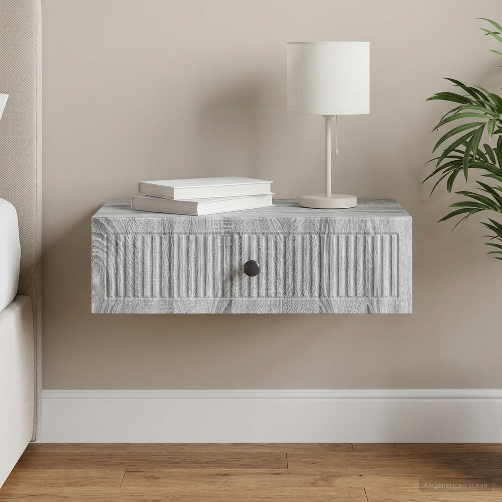 Wandmontage Zijtafel Grijs sonoma 59 x 34,5 x 17 cm