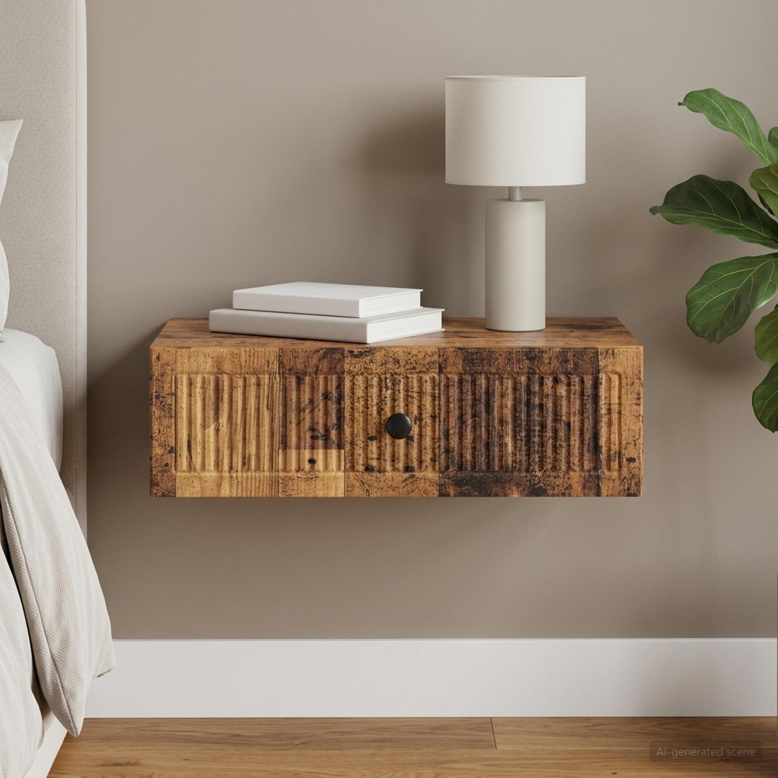Wandmontage Zijtafel Oud hout 59 x 34,5 x 17 cm Bewerkt hout