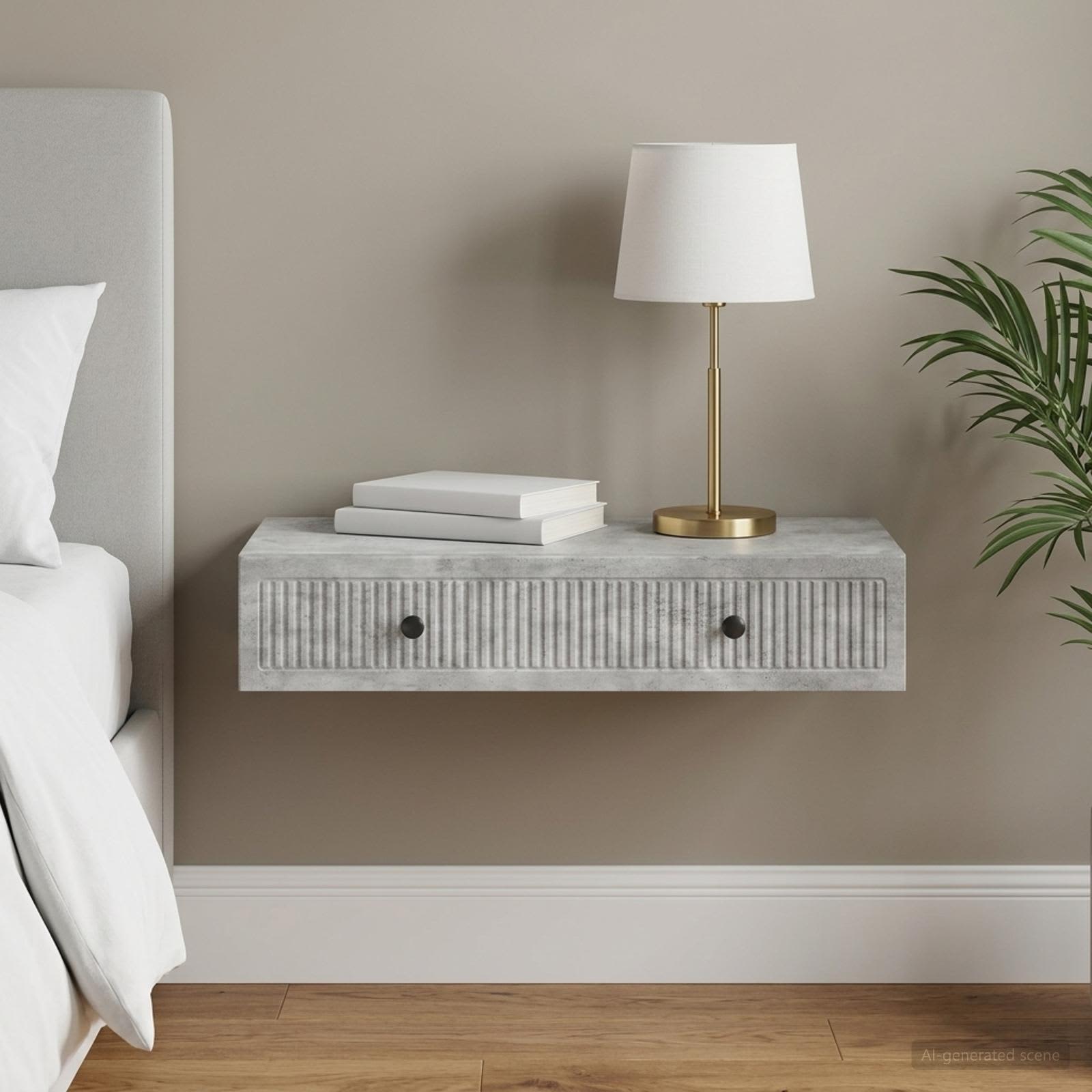 Wandmontage Zijtafel Betongrijs 87,5 x 34,5 x 17 cm