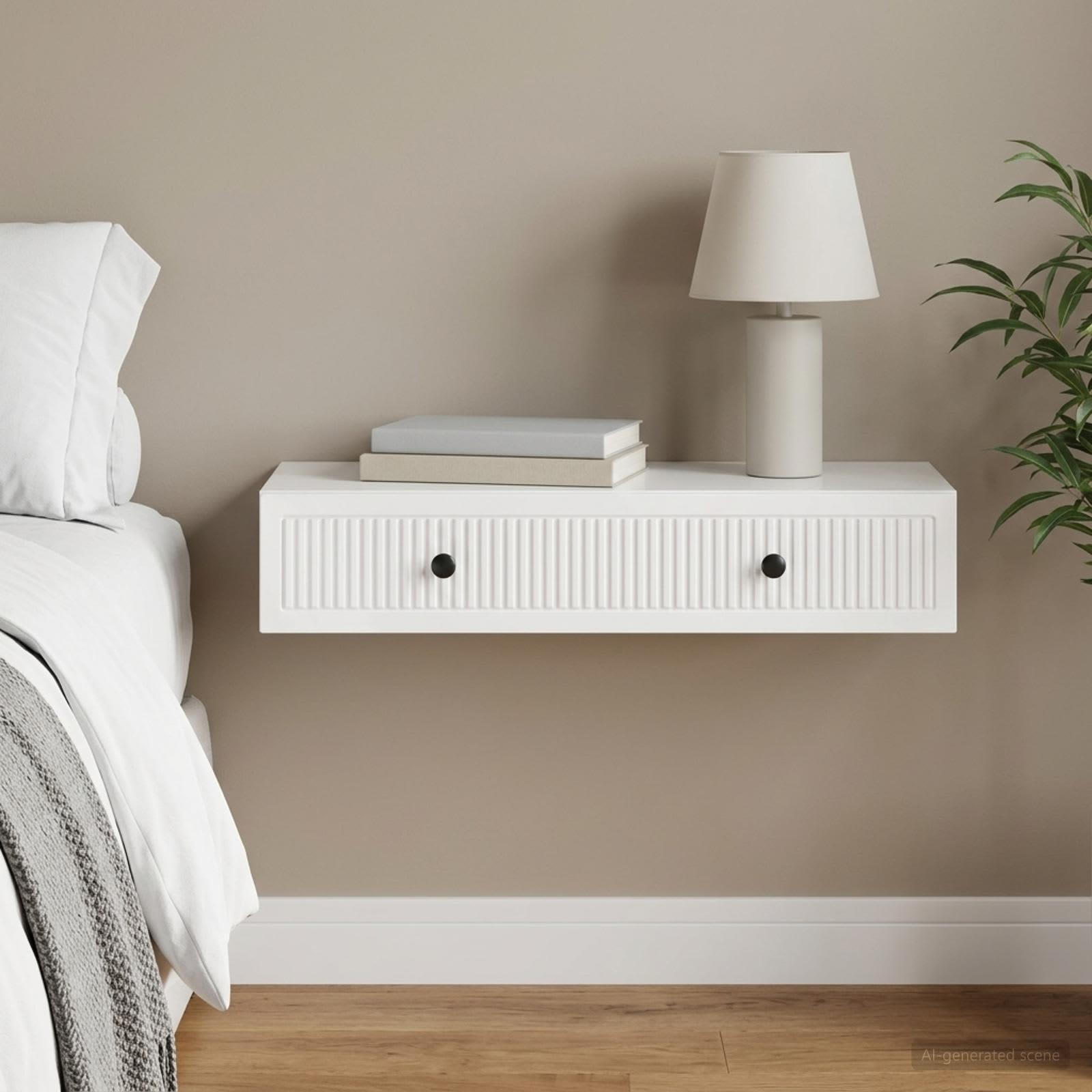 Wandmontage Zijtafel Hoogglans Wit 87,5 x 34,5 x 17 cm