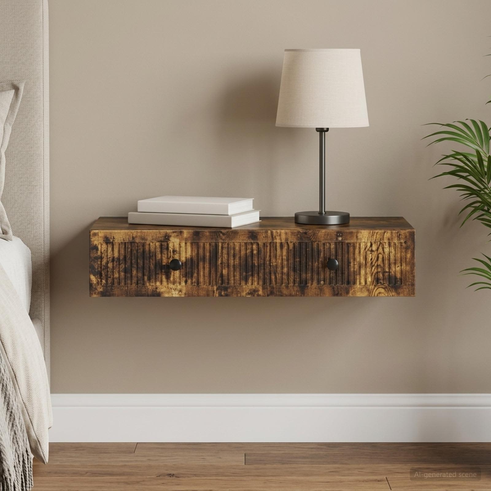 Wandmontage Zijtafel Gerookt eiken 87,5 x 34,5 x 17 cm