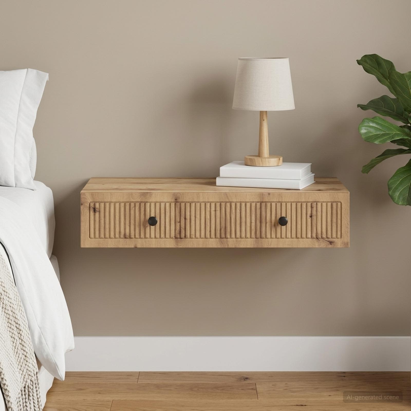 Wandmontage Zijtafel Artisanaal eiken 87,5 x 34,5 x 17 cm